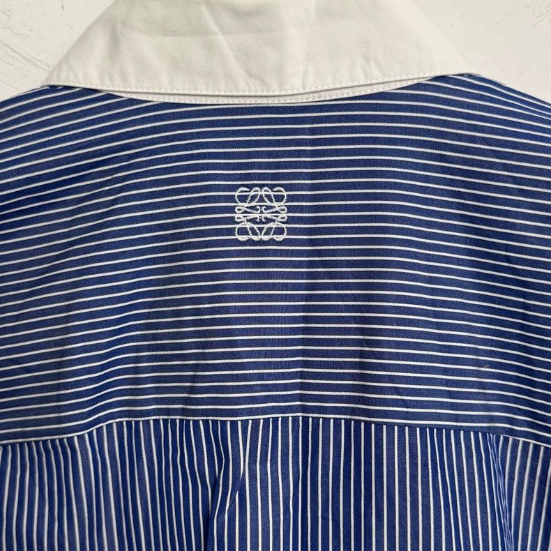 Loewe LOEWE Blue and white striped embroidered logo shirt Size 4XL / US 24-26 - 4 Thumbnail