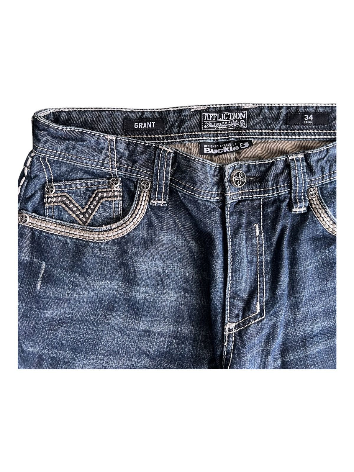 Affliction × JNCO Y2K Affliction Grant Premium Exclusive Buckle Baggy Jeans Size US 36 / EU 52 - 7 Thumbnail