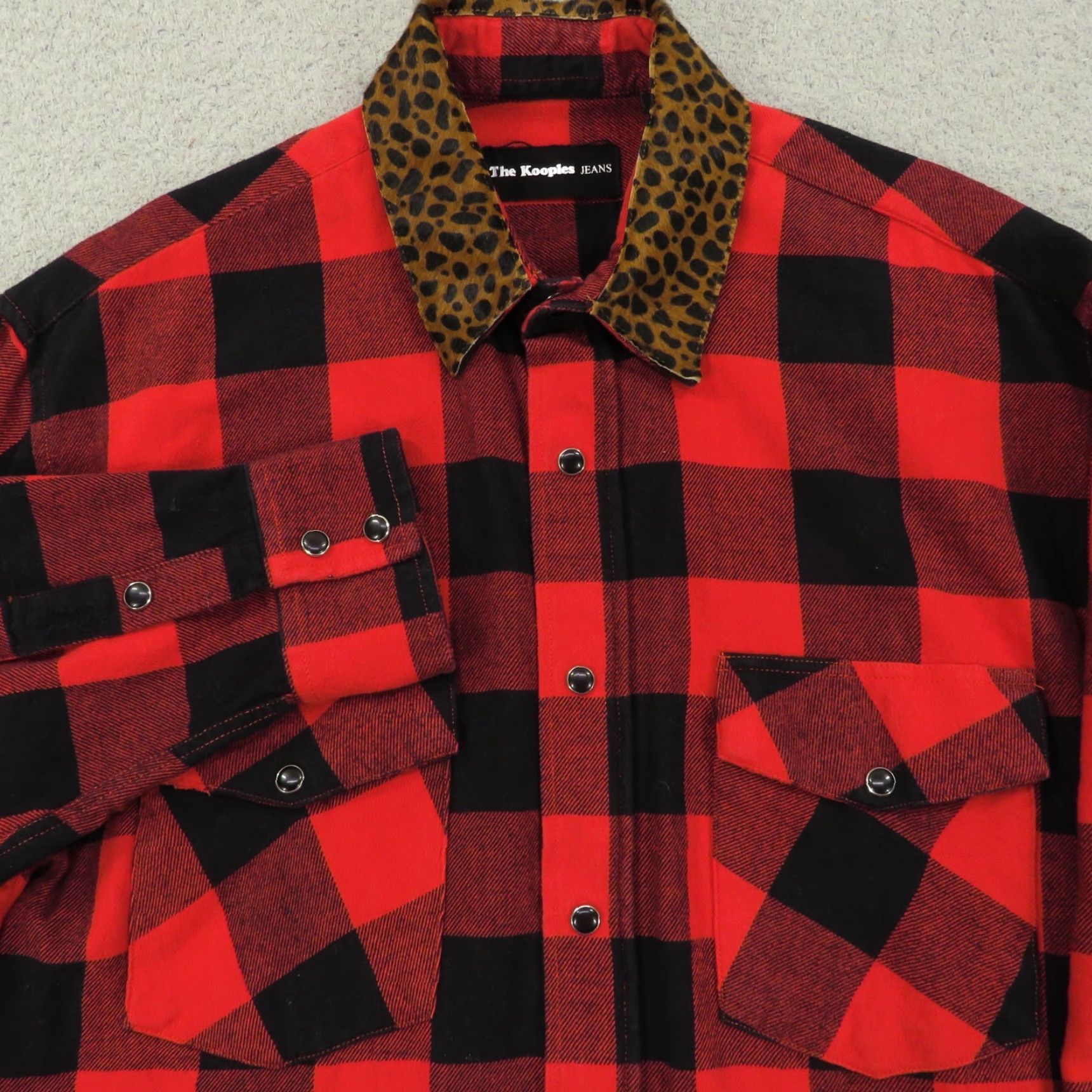 The Kooples VINTAGE The Kooples Shirt Womens 2 Red Black Pearl Snap Buffalo Check Animal Print Plaid Size XS / US 0-2 / IT 36-38 - 3 Thumbnail