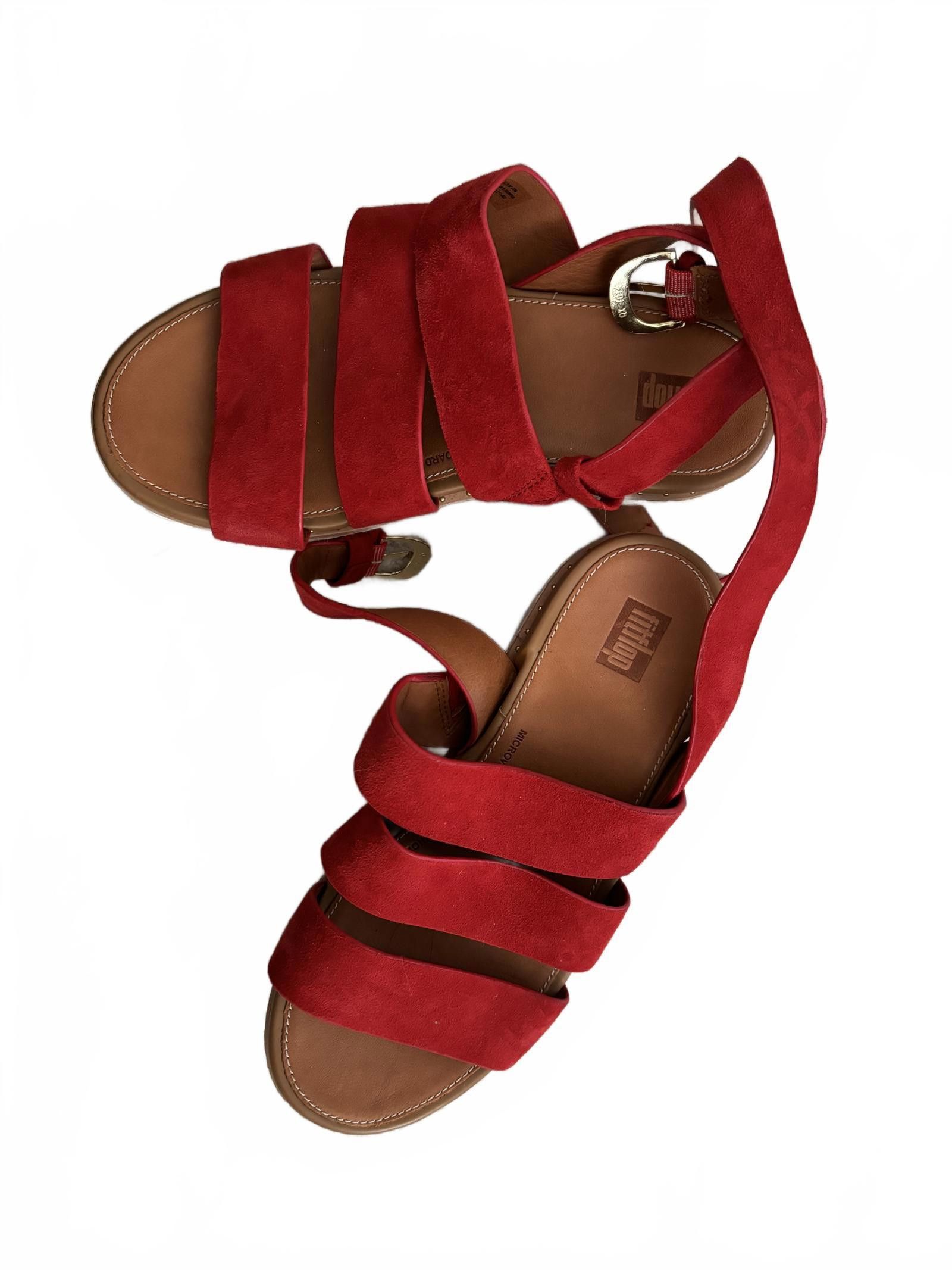 Designer NWOT Stylish Red Suede Wedge Sandals by Fitflop - Size US 5 Size US 5 / IT 35 - 1 Thumbnail