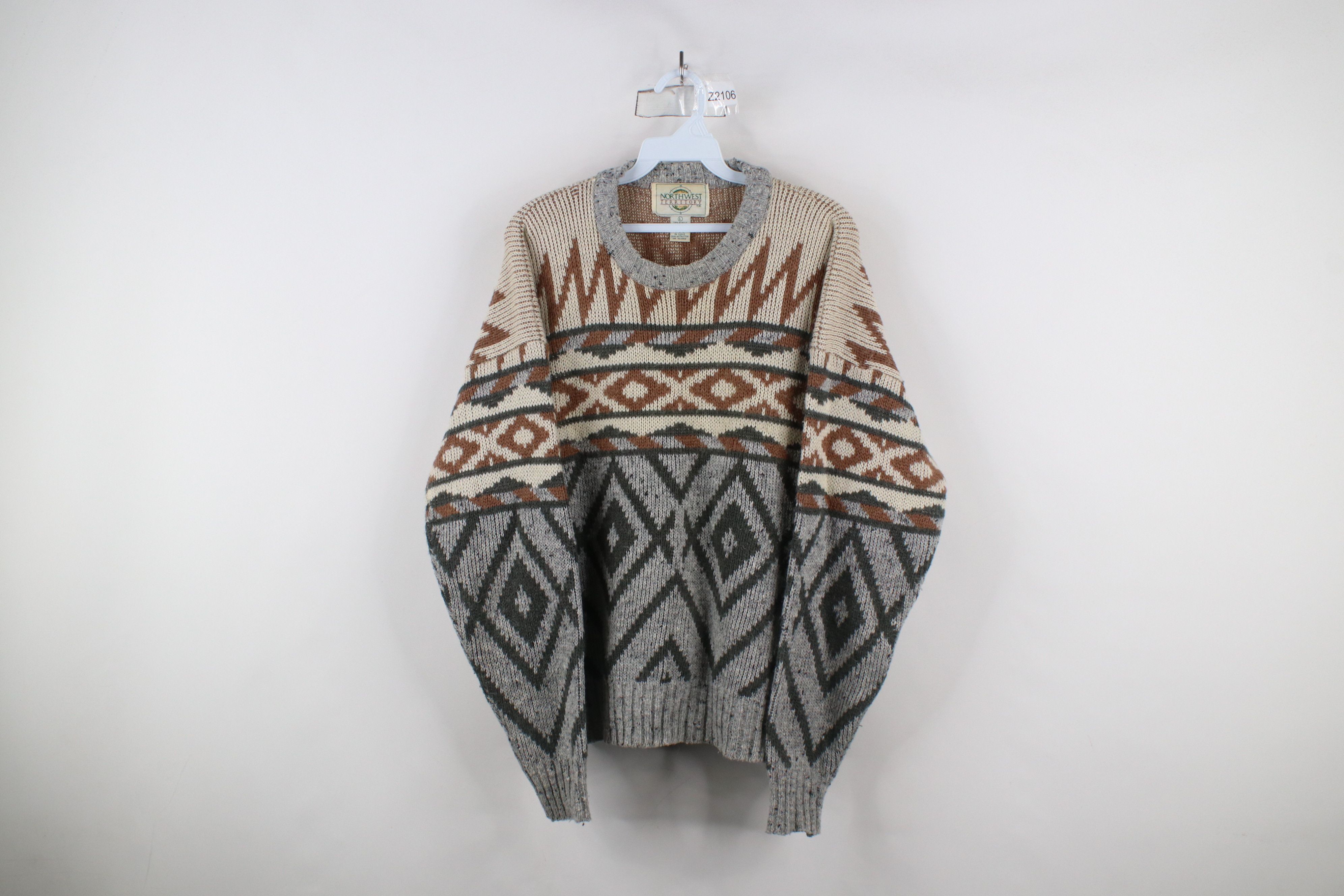 Vintage Vintage 90s Streetwear Wool Blend Fair Isle Crewneck Sweater Size L / US 10 / IT 46 - 1 Thumbnail