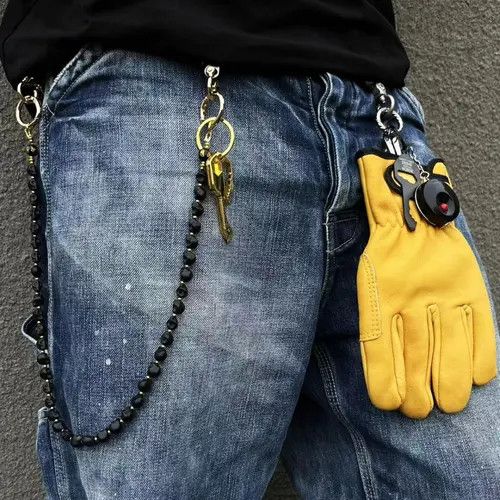 Jewelry Black Beaded Keychain Chain for Men, Stylish Accessory Size ONE SIZE - 1 Thumbnail