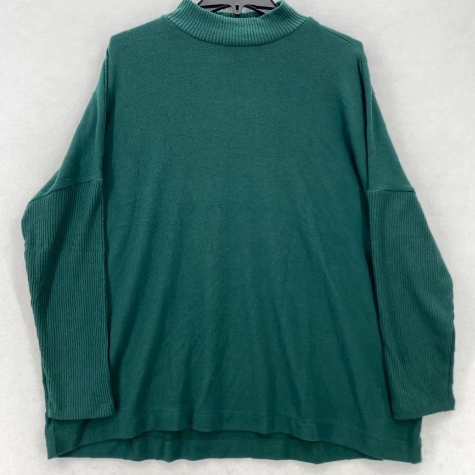 Loft LOFT Women's XL Green Mock Neck Sweater Ribbed Sleeves Relaxed Fit Cozy Casual Pullover Knit Shirt Size XL / US 12-14 / IT 48-50 - 2 Thumbnail