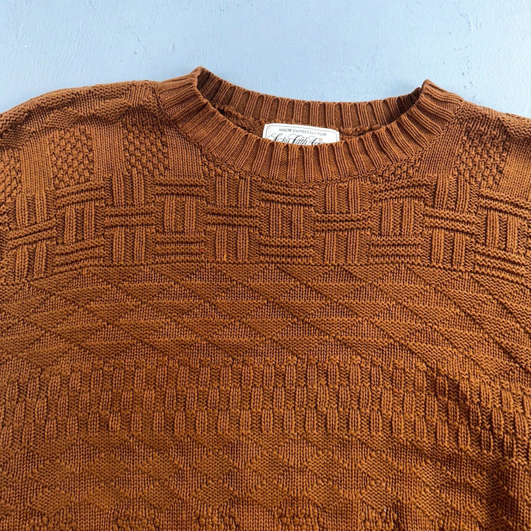 Saks Fifth Avenue VINTAGE Saks Fifth Avenue Cotton Sweater Pullover Mock Neck Mens M Brown Long Sleeve Classic Size US M / EU 48-50 / 2 - 2 Thumbnail
