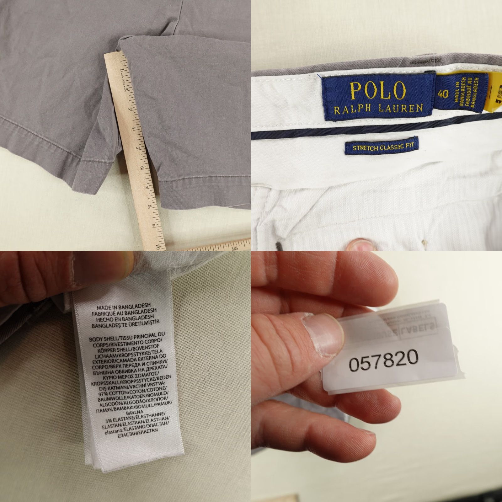 Polo Ralph Lauren Polo Ralph Lauren Shorts Mens 40 Gray Chino Classic Fit Stretch Twill Cotton Size US L / EU 52-54 / 3 - 8 Thumbnail