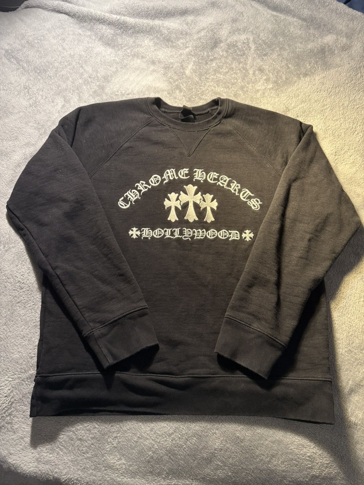 Chrome Hearts Chrome Hearts 3 Cross Embroidered Black Crewneck Size US L / EU 52-54 / 3 - 2 Thumbnail