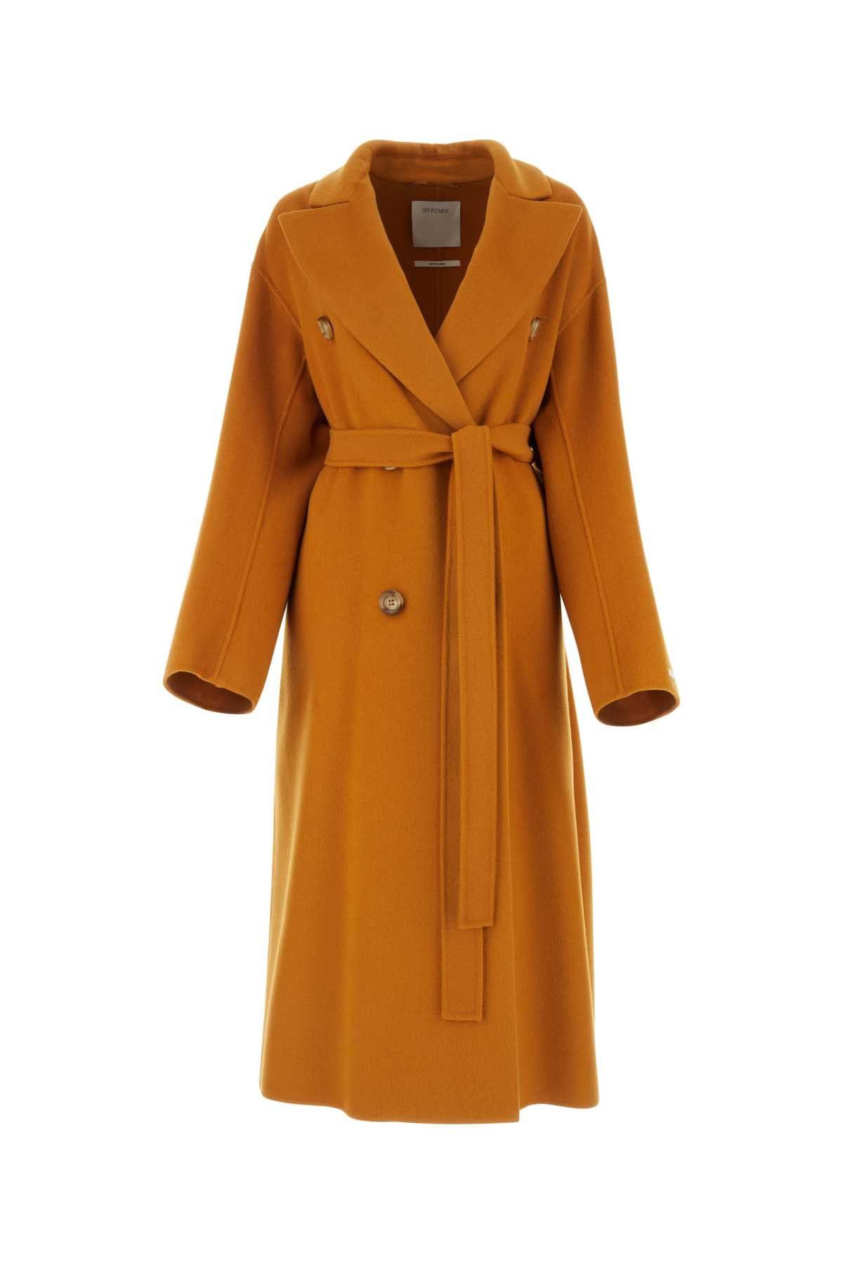 image of Sportmax Ochre Wool Blend Draghi Coat in Yellow, Women's (Size Small)