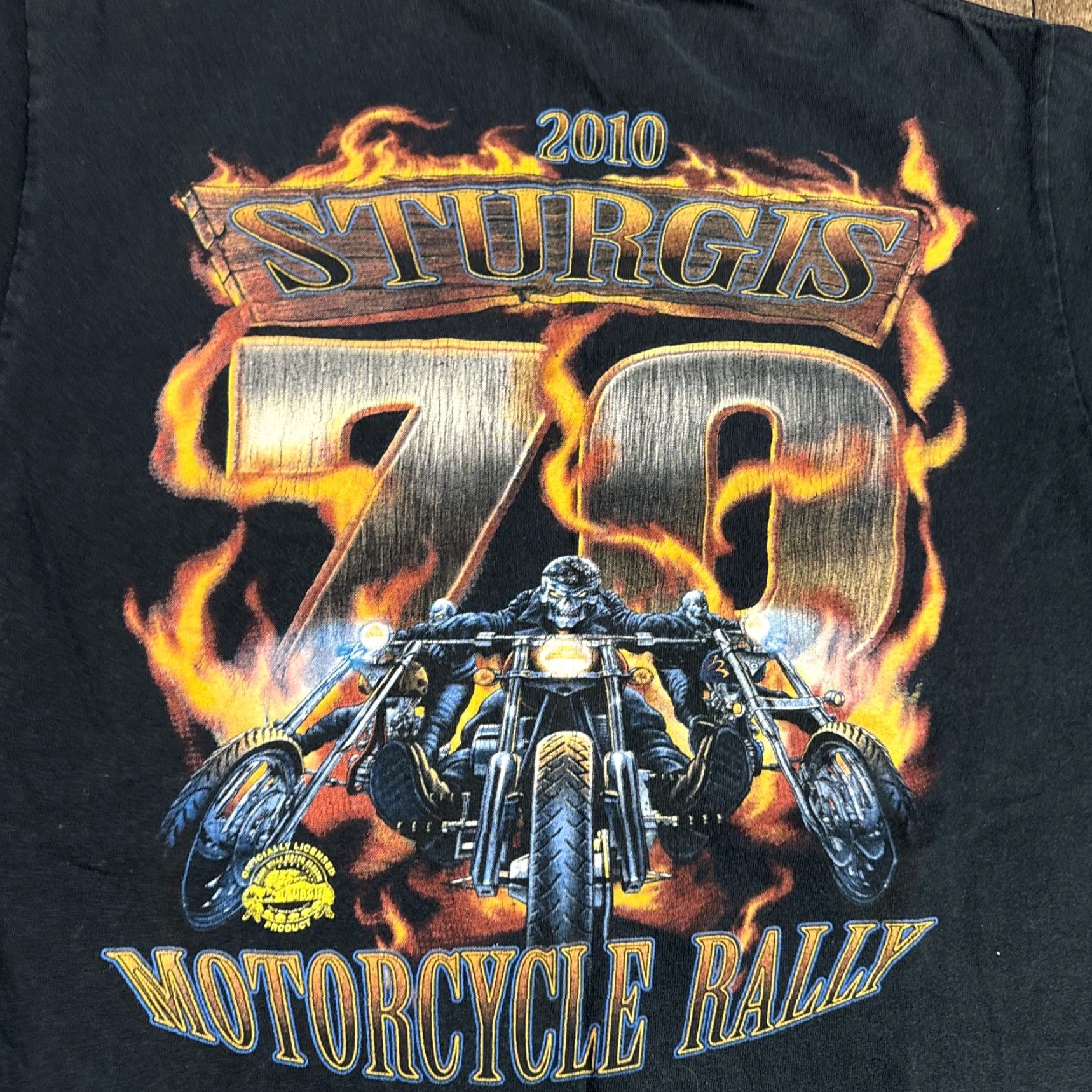 Vintage Sturgis Motorcycle Rally 2010 Biker Skeleton Flames Vintage T-Shirt Grunge Goth Men S Black Shirt Mens Size US S / EU 44-46 / 1 - 4 Thumbnail