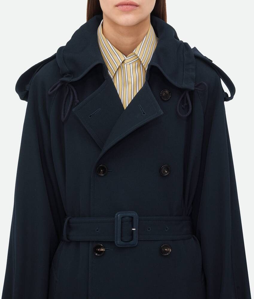 Bottega Veneta o1w1db10825 Wool Gabardine Trench Coat in Navy Size M / US 6-8 / IT 42-44 - 4 Thumbnail