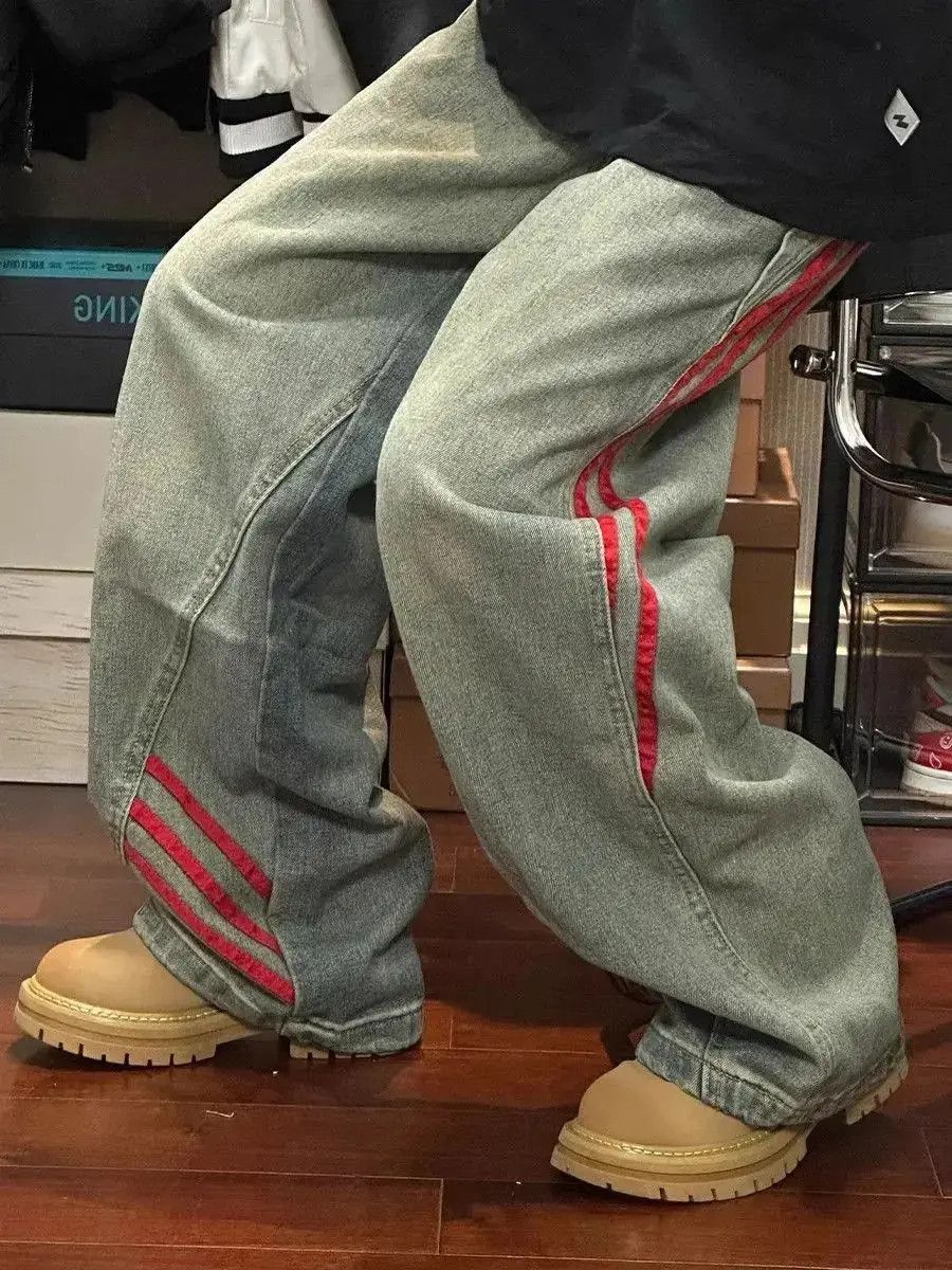 Japanese Brand Retro striped contrasting patchwork jeans Size US 30 / EU 46 - 3 Thumbnail