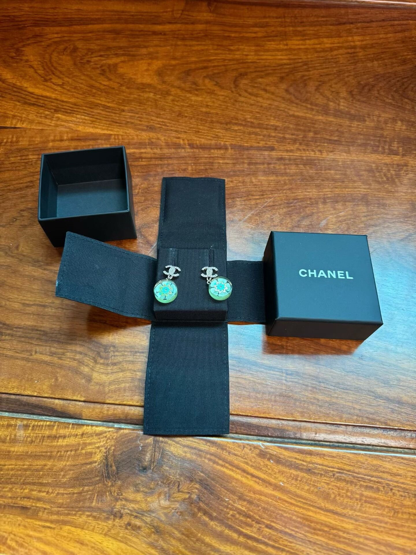 Chanel Chanel Double C Crystal Acrylic Earrings Size ONE SIZE - 1 Thumbnail