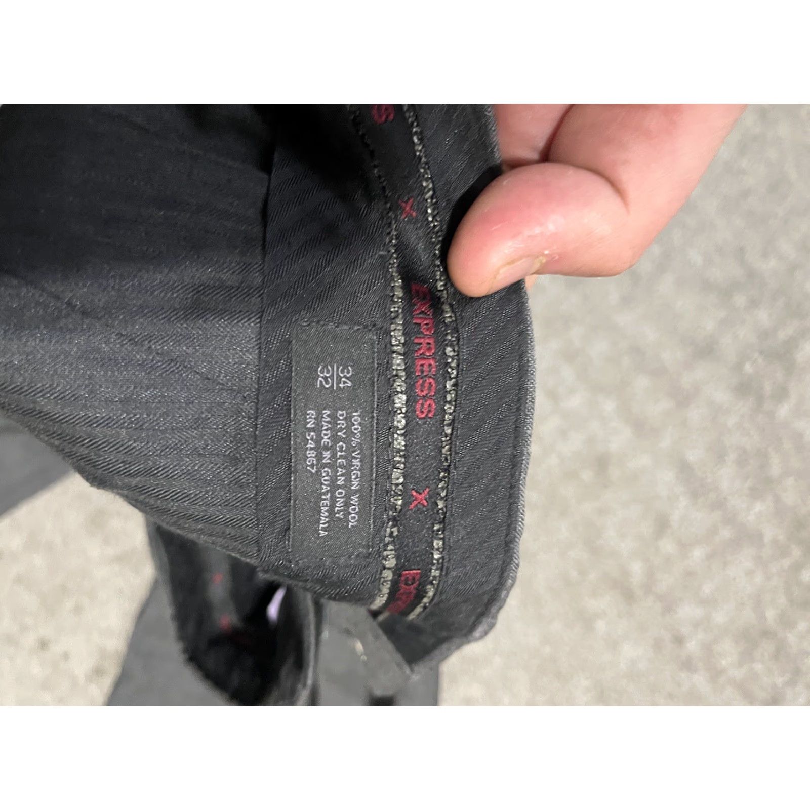 Express Express Design Studio Men's Gray Virgin Wool Dress Pants Solid Flat Front 34x32 Size US 34 / EU 50 - 5 Thumbnail