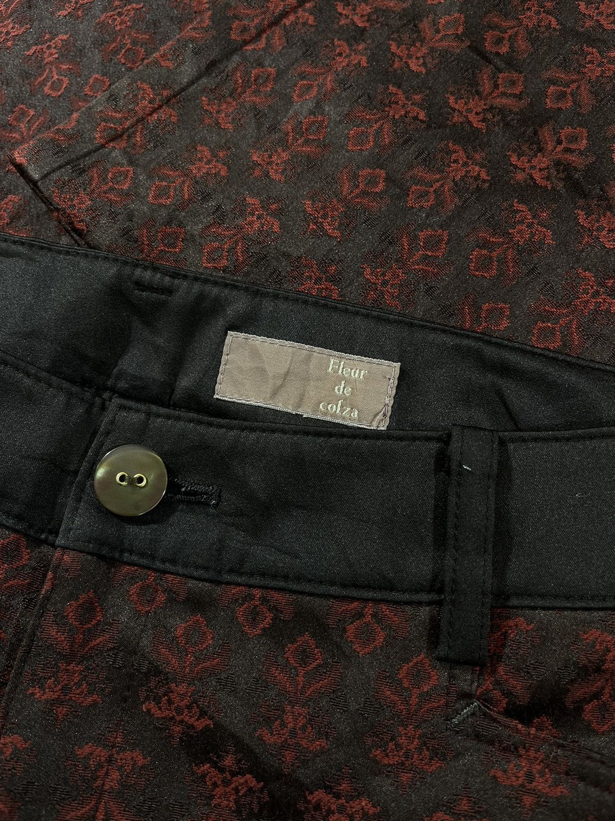 Japanese Brand Fleur de Colza – Red Jacquard Pattern Slim Pants Size US 29 - 7 Thumbnail