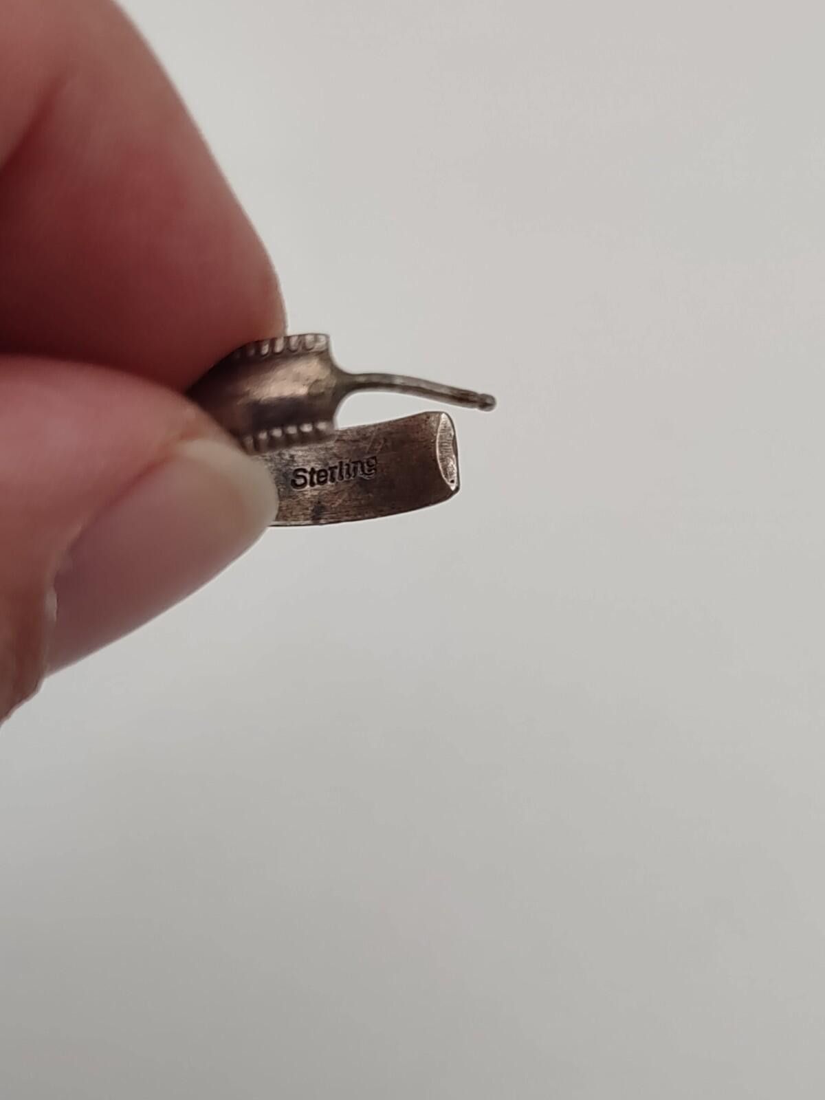 The Unbranded Brand Vintage Sterling Silver Beaded J-Hoop Earrings - 4.61g Size ONE SIZE - 6 Thumbnail