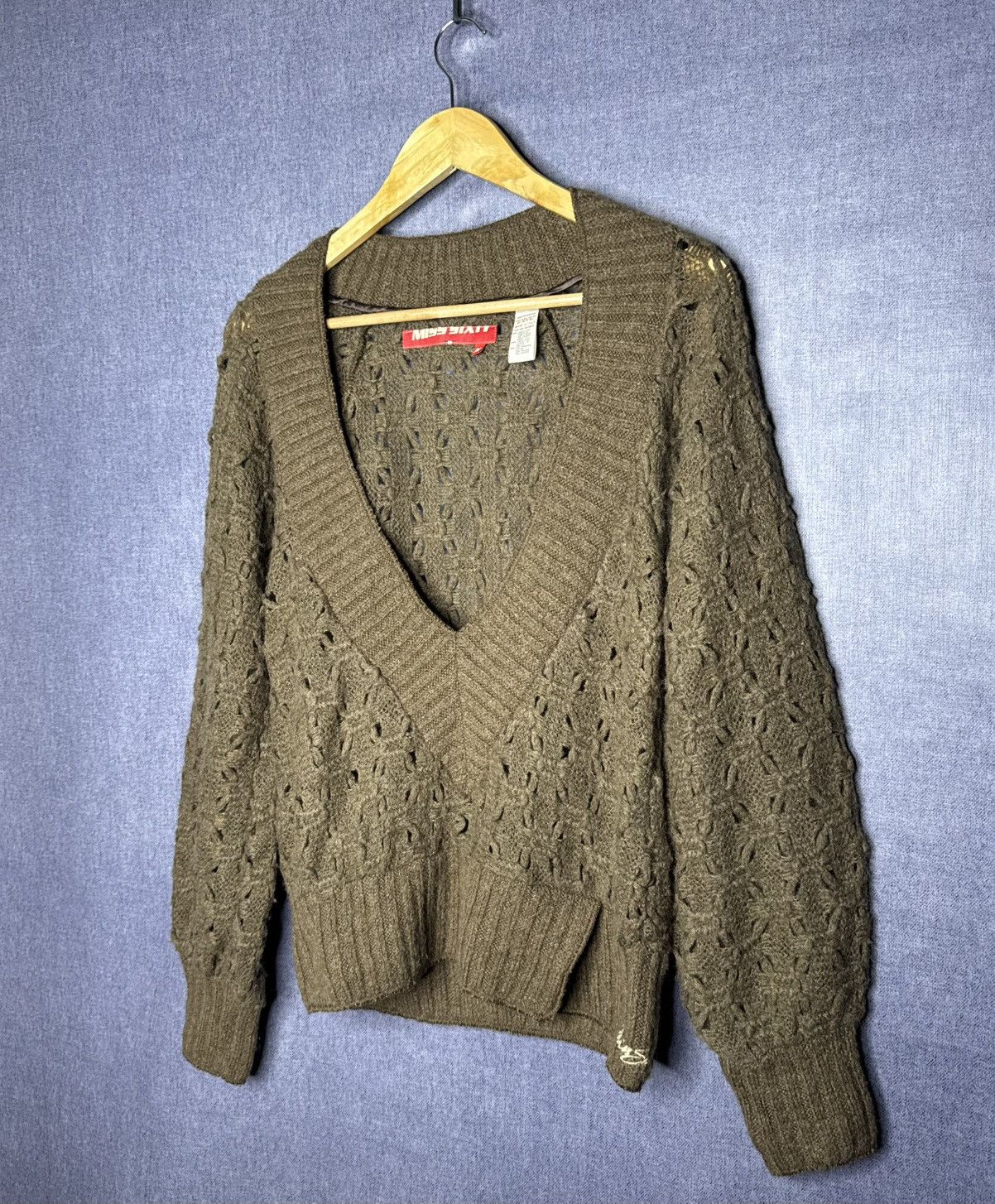 If Six Was Nine Miss Sixty Vintage Knit Sweater V-Neck Y2K Avant Garde Size M / US 6-8 / IT 42-44 - 3 Thumbnail