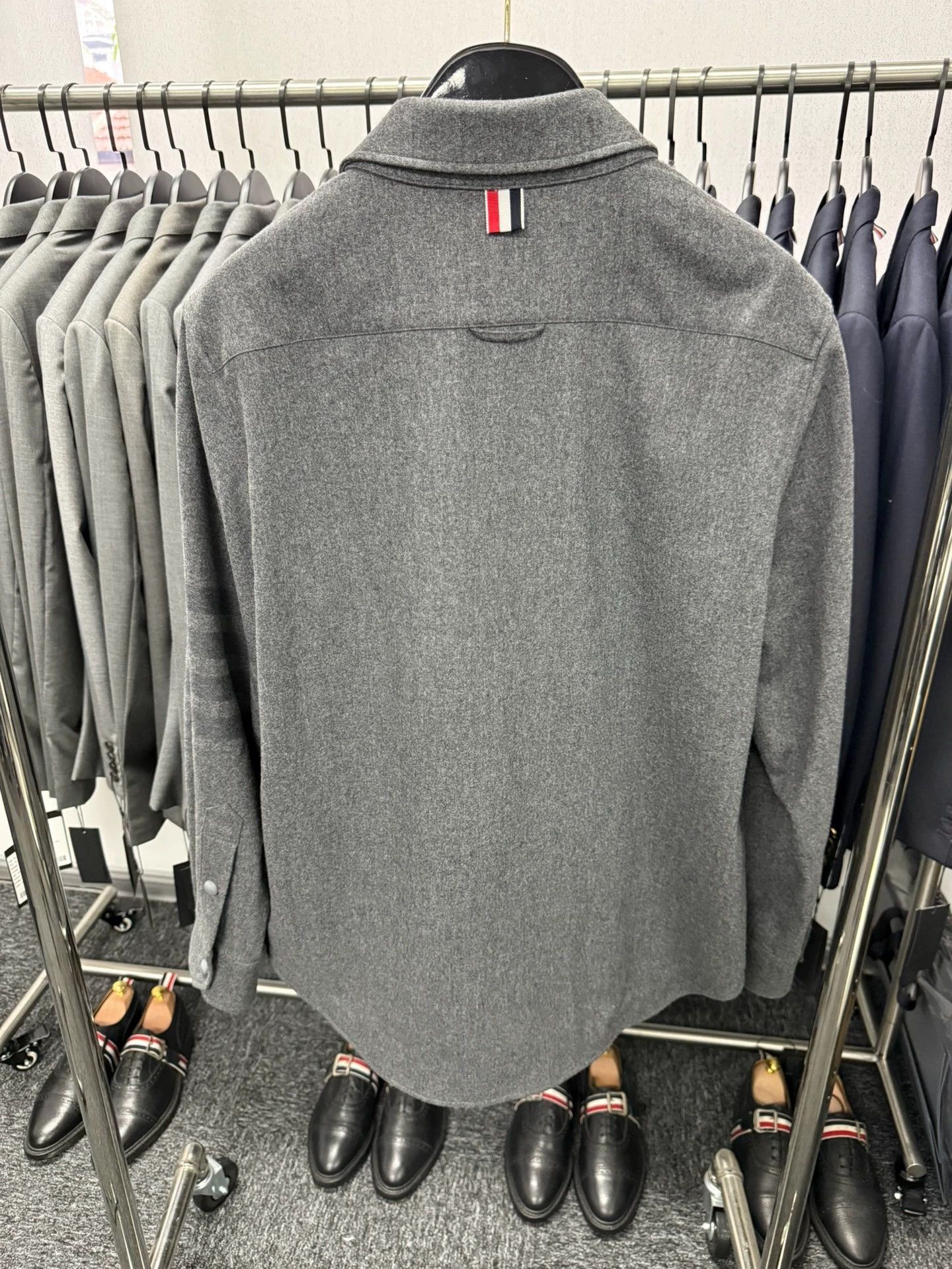 Thom Browne Thom Browne Men's Charcoal 4-Bar Wool Flannel Jacket Size US S / EU 44-46 / 1 - 2 Thumbnail