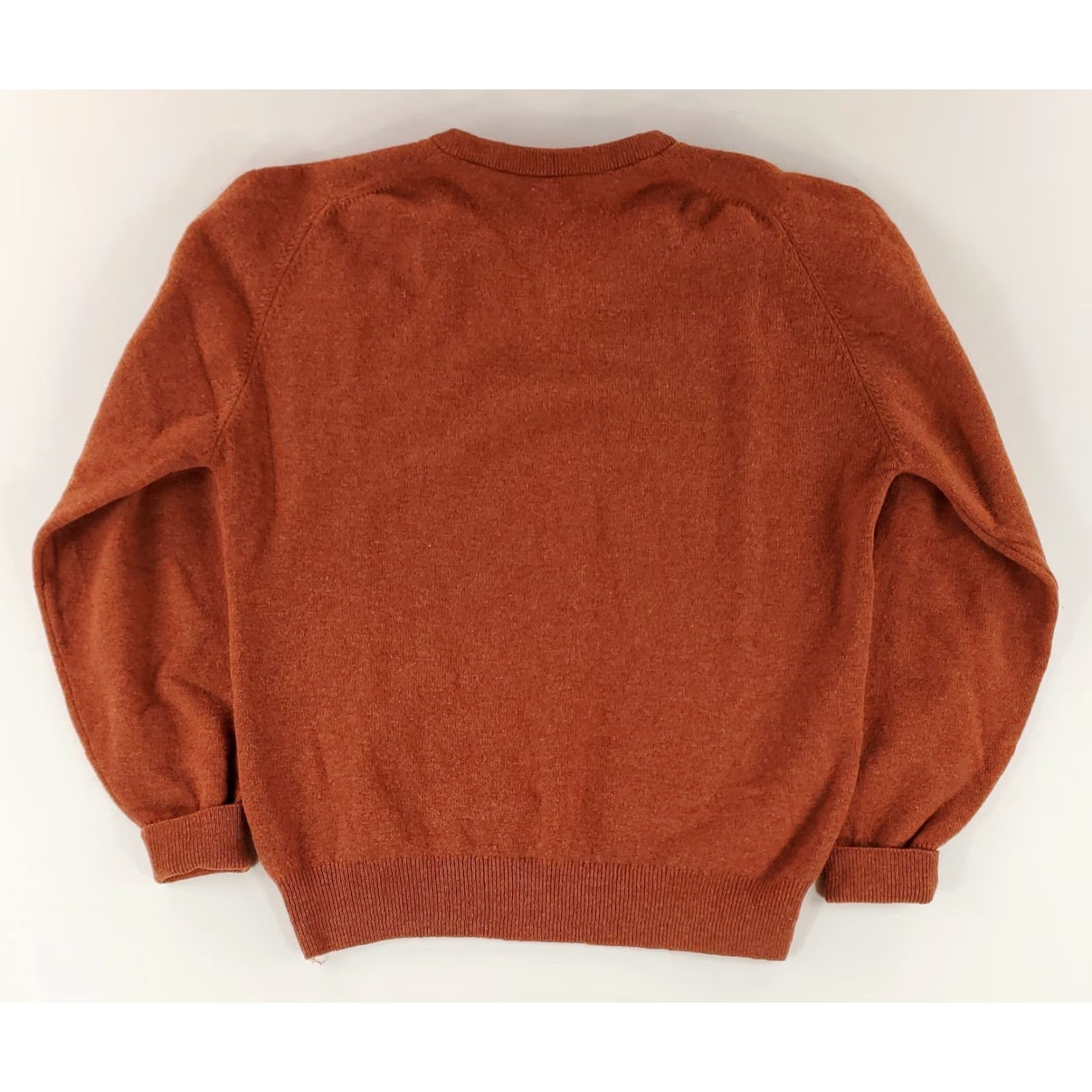 Vintage VINTAGE LL Bean Sweater VTG V Neck 100% Lambs Wool Made Ireland Orange Mens L Tall Wool Pullover Lambs Wool Mended hole Center front (see pics) Size US L / EU 52-54 / 3 - 4 Thumbnail