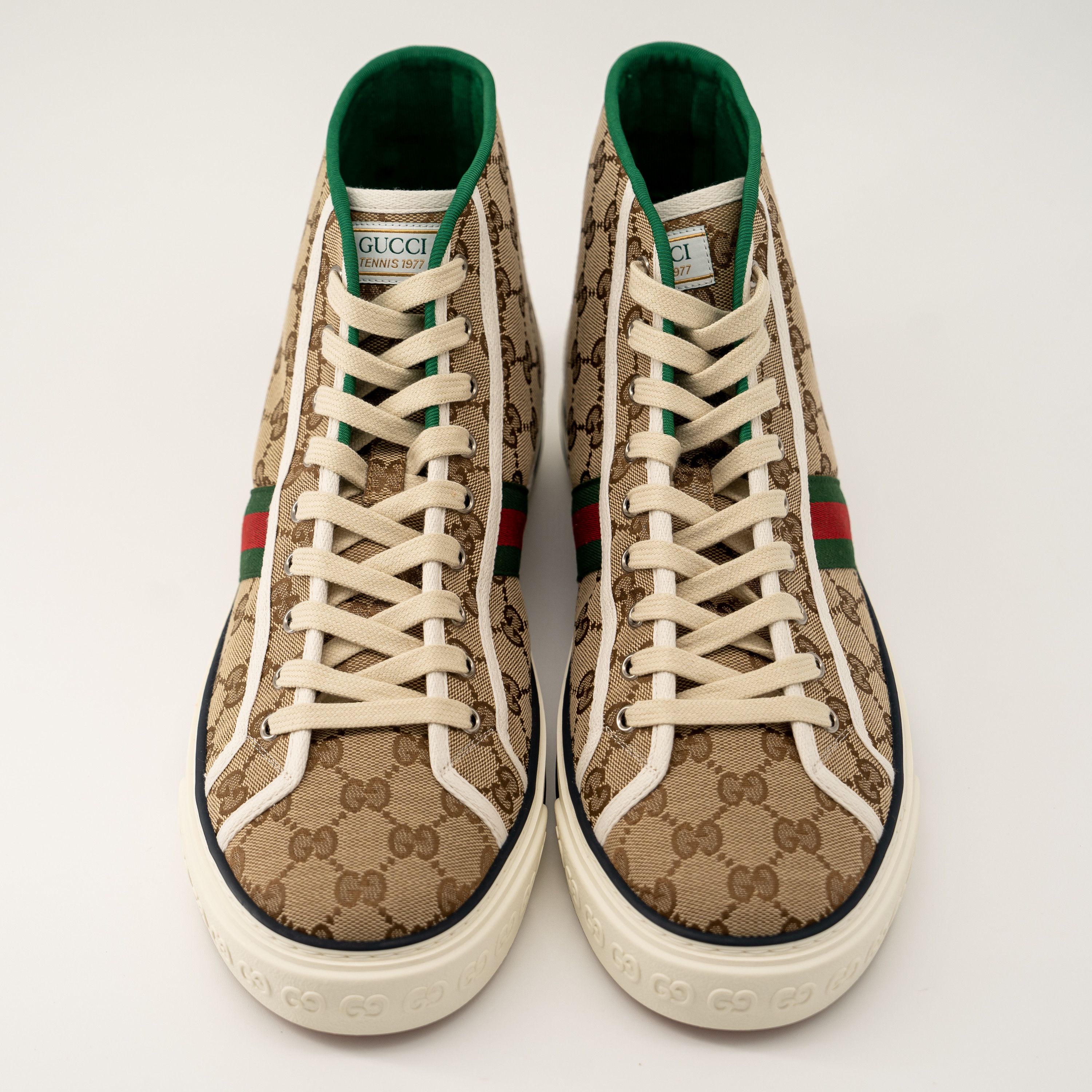 Gucci 13G 13.5 US Gucci GG Canvas Tennis 1977 Beige Hight Top Size US 14 / EU 47 - 3 Thumbnail