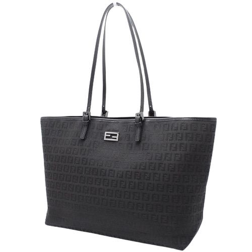 image of Fendi Tote Bag Handbag Shoulder Leather Gray in Black, Women's