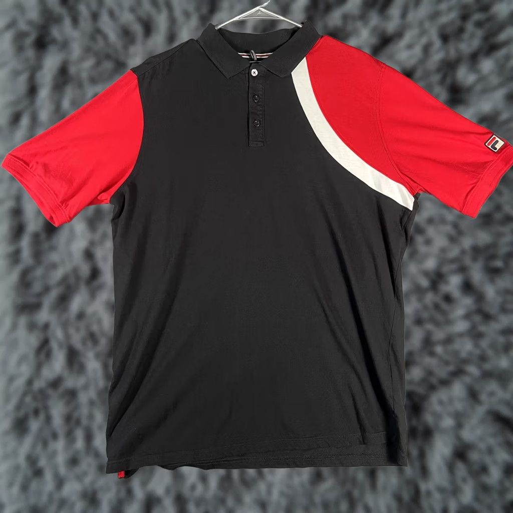 Fila Fila Polo Shirt Mens Large Colorblock Black Red Short Sleeve Tennis Athletic Logo Size US L / EU 52-54 / 3 - 1 Thumbnail