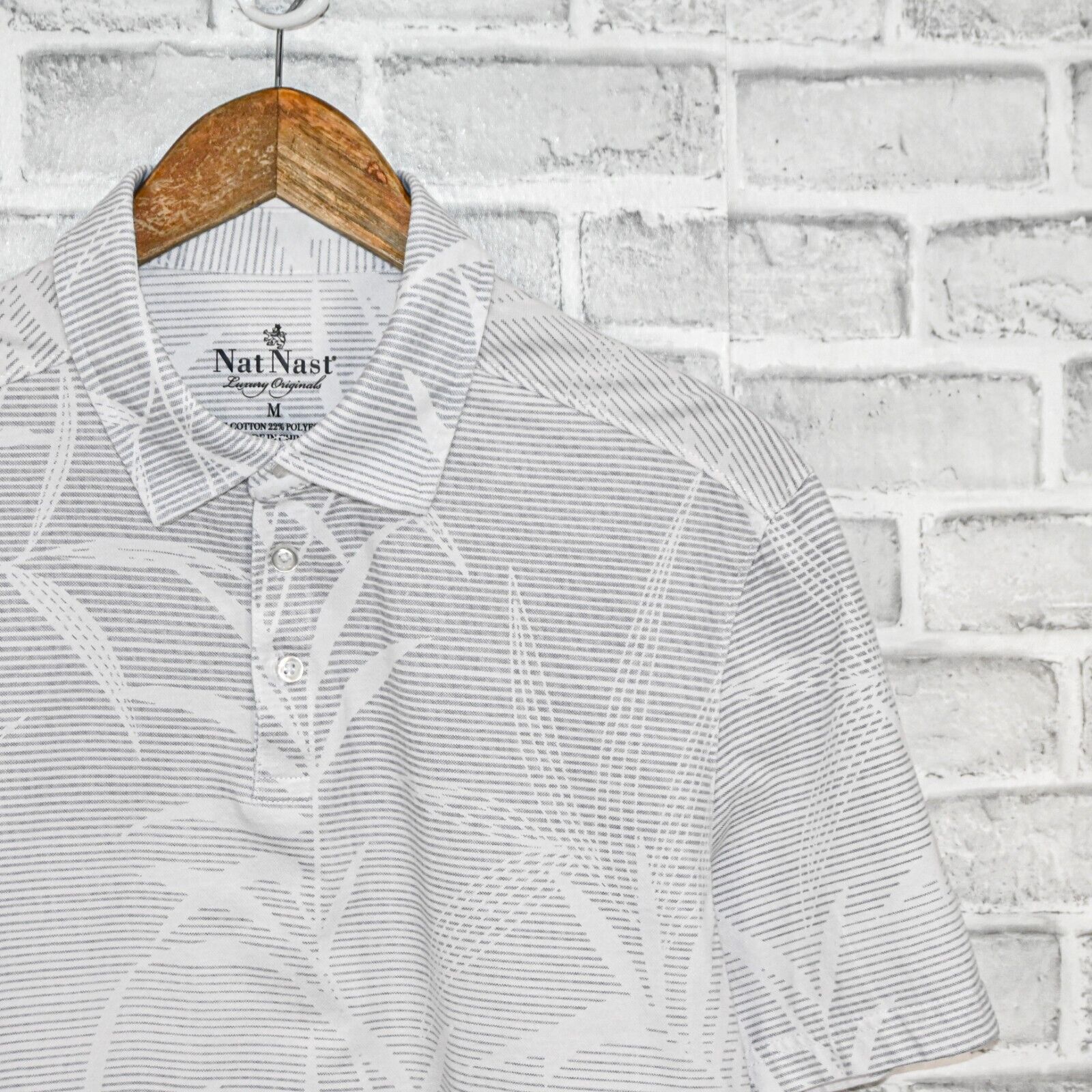 Nat Nast Nat Nast Men's short sleeve Polo Shirt in Grey Floral print Size US M / EU 48-50 / 2 - 4 Thumbnail