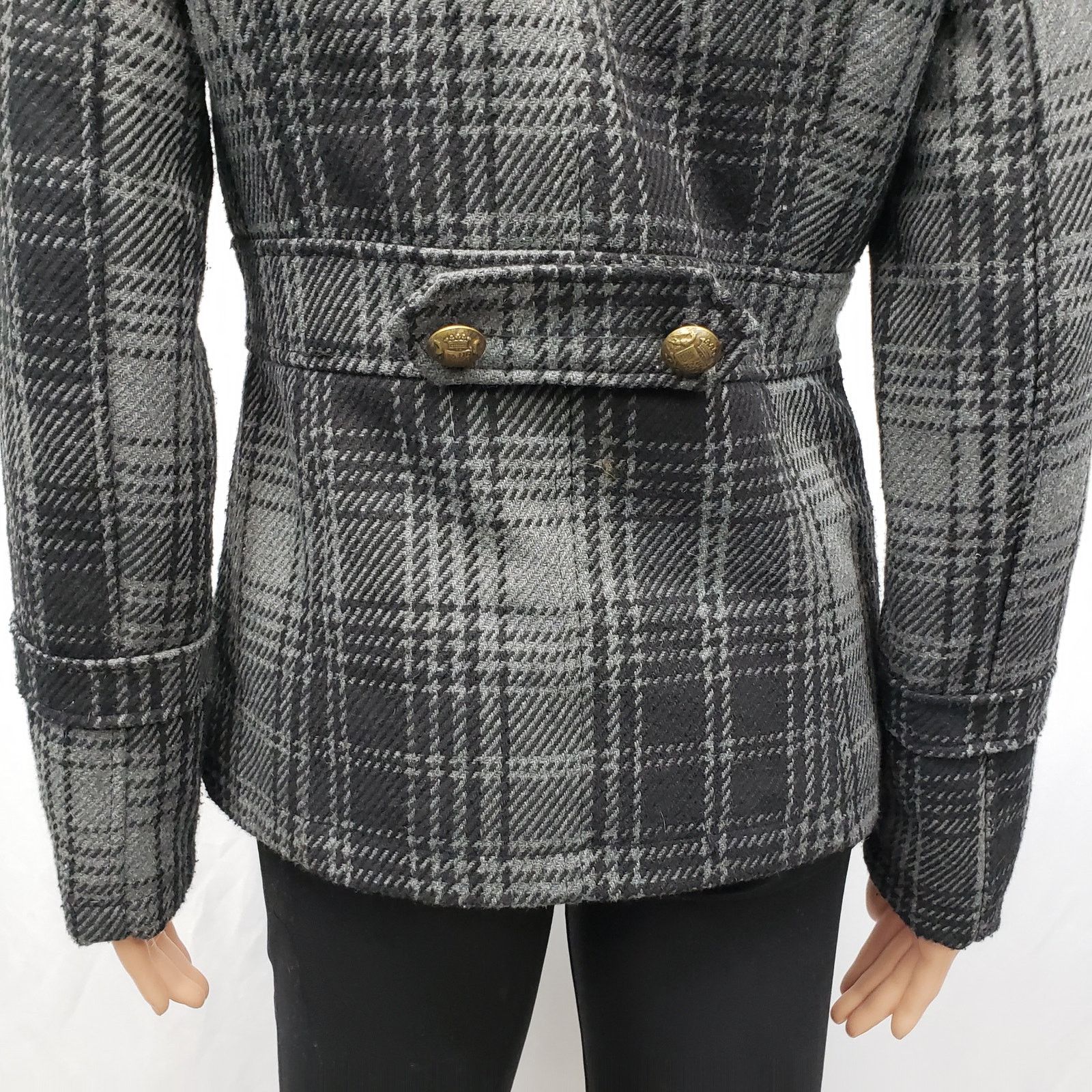 XOXO XOXO Faux Double Breast Asymmetrical zip Plaid Wool Jacket S Size S / US 4 / IT 40 - 9 Thumbnail