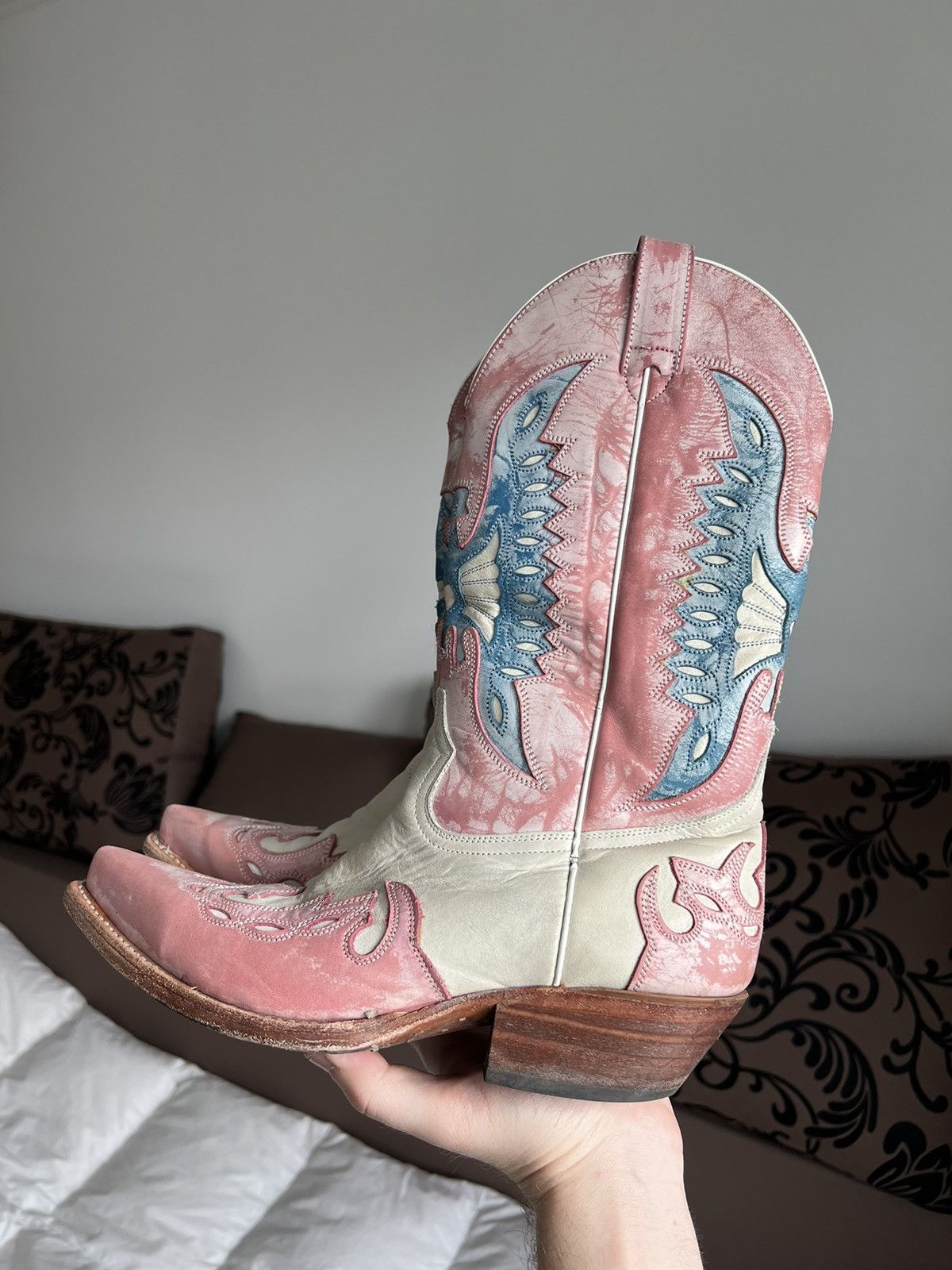 Vintage Western Cowboy Leather Buffalo Boots y2k