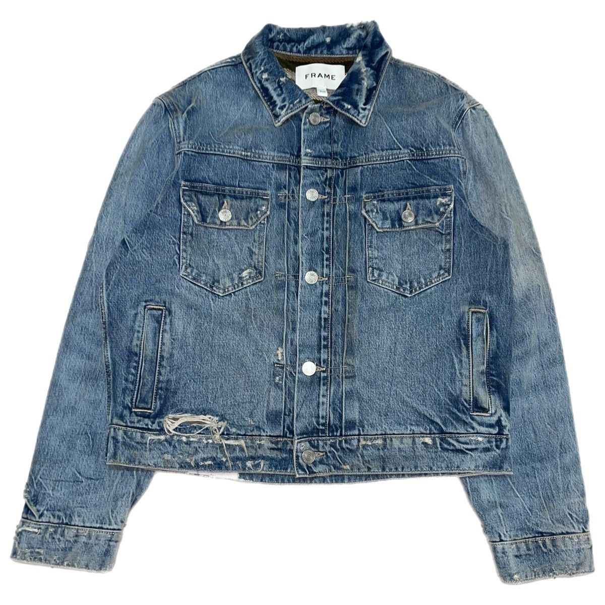 Frame Frame Type 2 Distressed Denim Jacket Blanket Lined Size US S / EU 44-46 / 1 - 2 Thumbnail