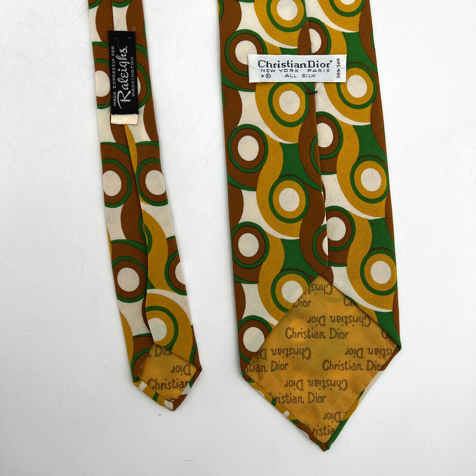 Dior × Vintage Christian Dior Vintage 60s Silk Tie Geometric Mod Circles Size ONE SIZE - 4 Thumbnail
