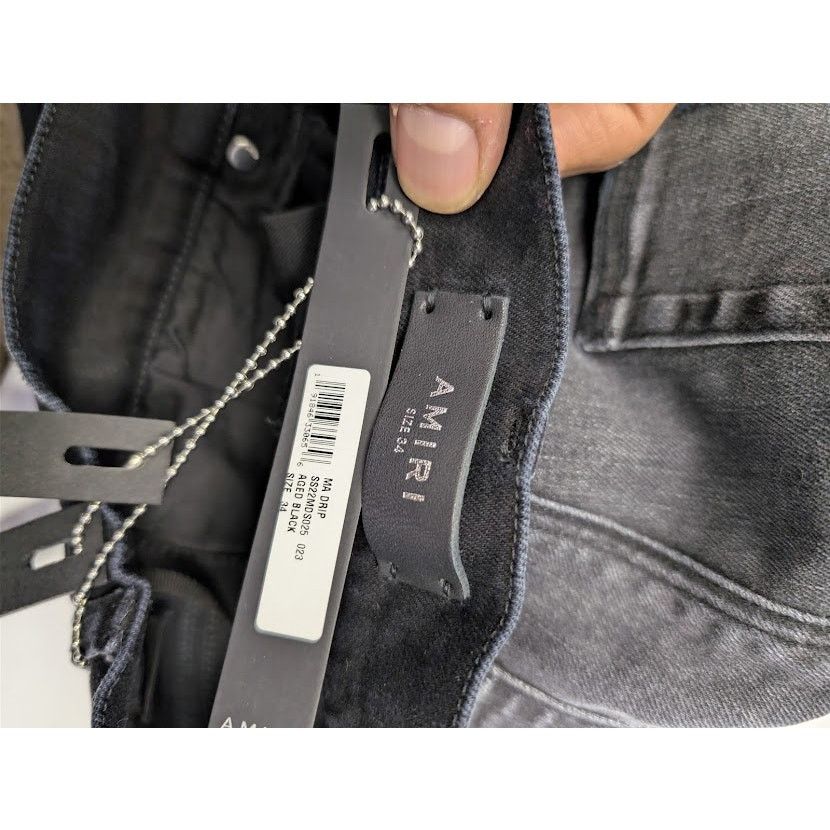 Amiri o1rshd1 MA Drip Skinny Denim Jeans in Aged Black Size US 34 / EU 50 - 22 Thumbnail