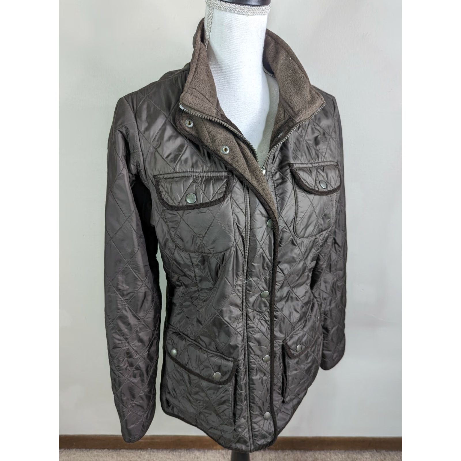 Eddie Bauer EDDIE BAUER Women's Brown Quilted Barn Jacket Coat Size S Fleece Lined Mid-Length Softshell Quilted Full Zip Pockets Mens? Size S / US 4 / IT 40 - 4 Thumbnail