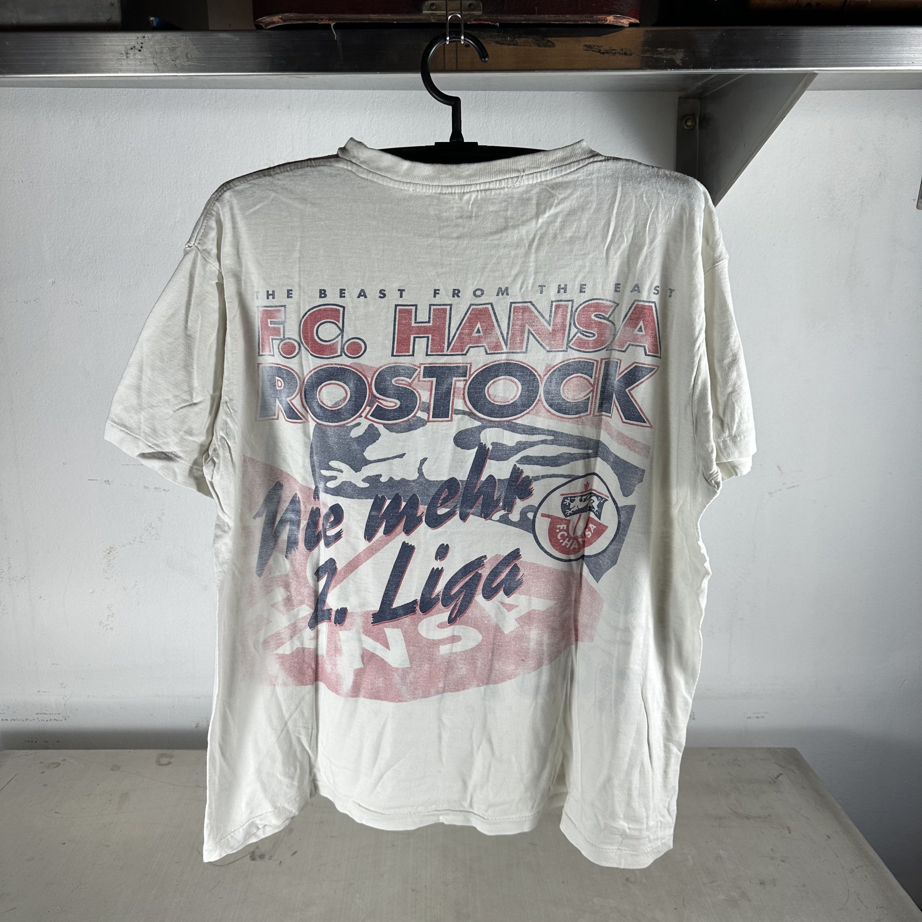 Vintage 90s FC Hansa Rostock The Beast From the East Soccer T-shirt Size US XL / EU 56 / 4 - 3 Thumbnail
