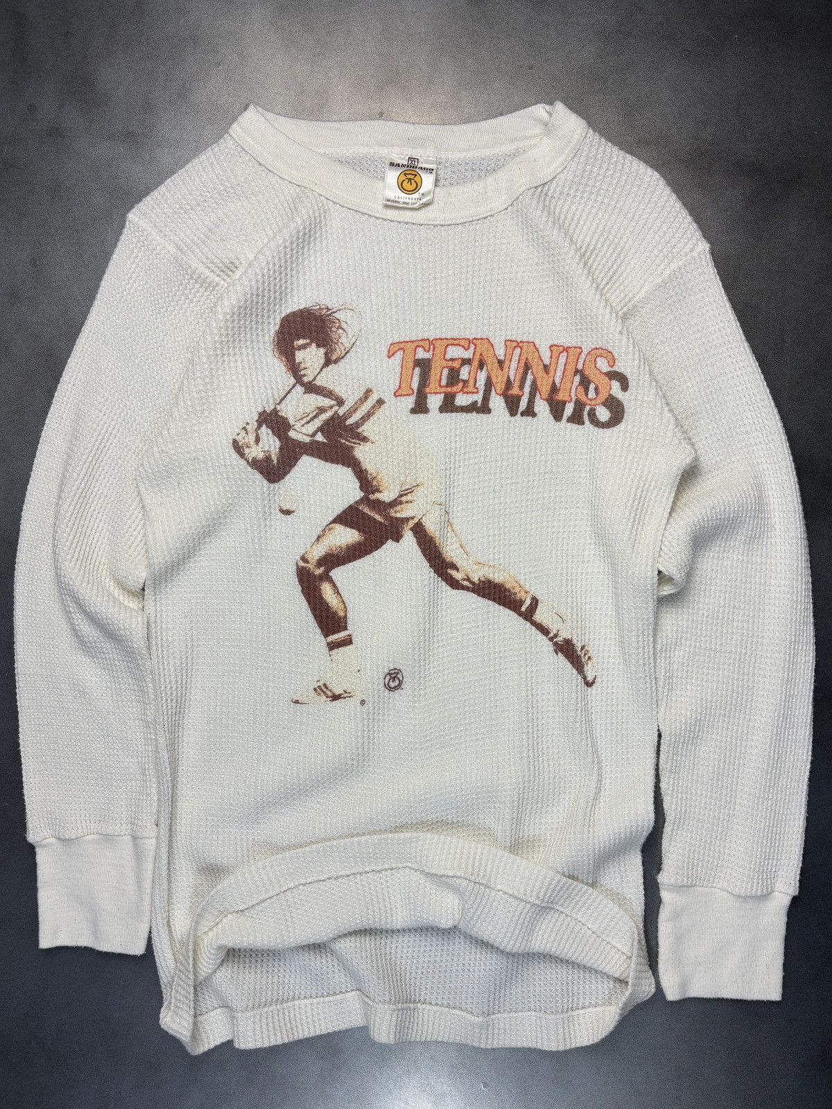 Vintage Vintage Thermal Long Sleeve Waffle Knit ALP Tennis Sandbags Size US S / EU 44-46 / 1 - 16 Thumbnail