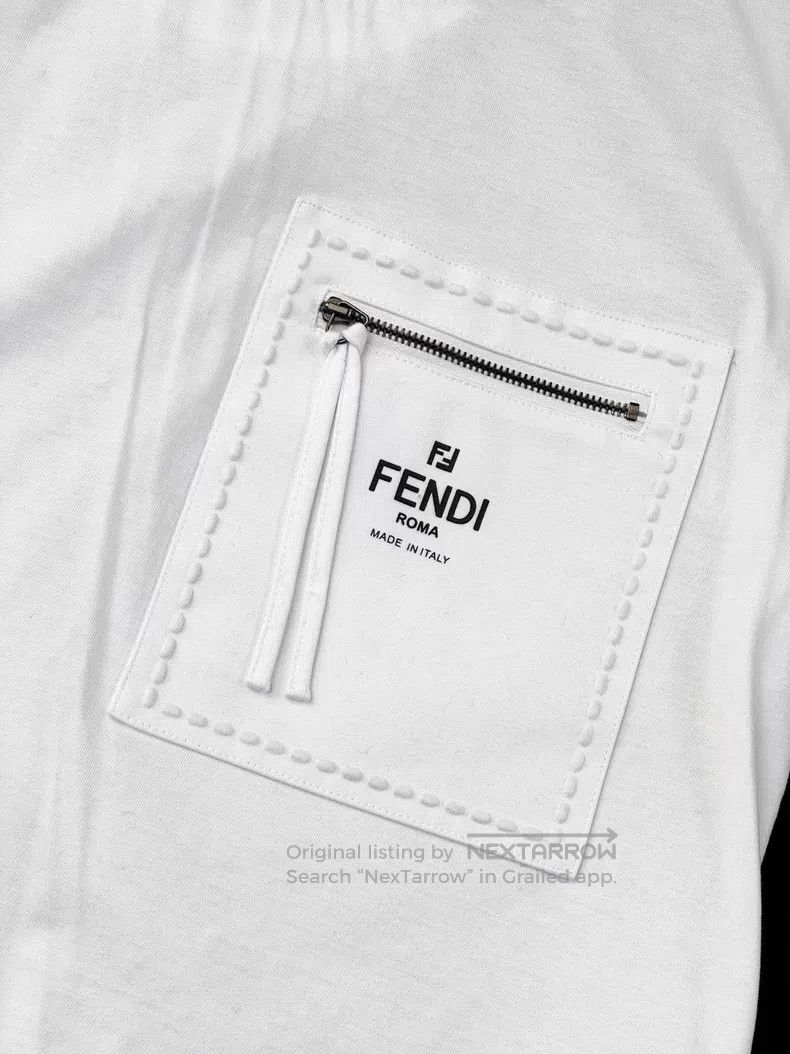 Fendi Fendi White Zip Pocket Logo Short Sleeve T-Shirt Size S / US 4 / IT 40 - 4 Thumbnail
