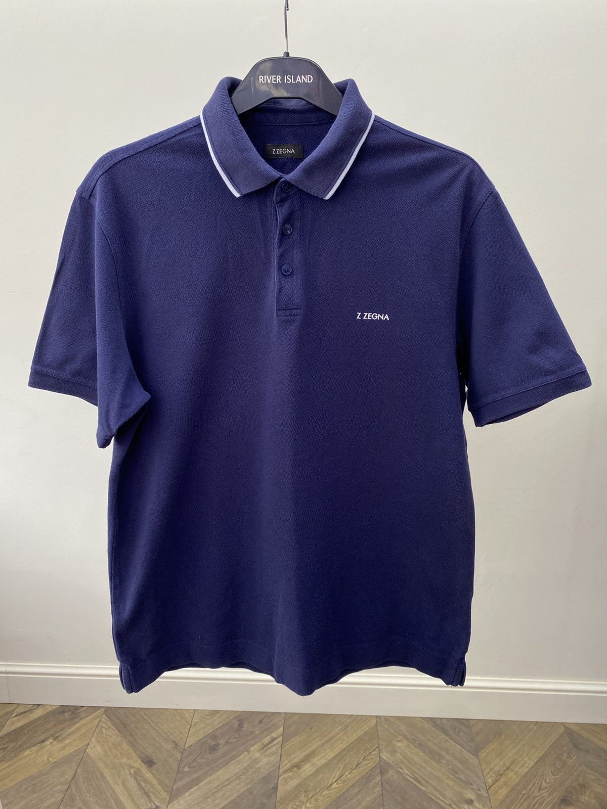 Z Zegna Vintage Z Zegna Navy Embroidered Logo Polo Shirt Size US L / EU 52-54 / 3 - 1 Thumbnail