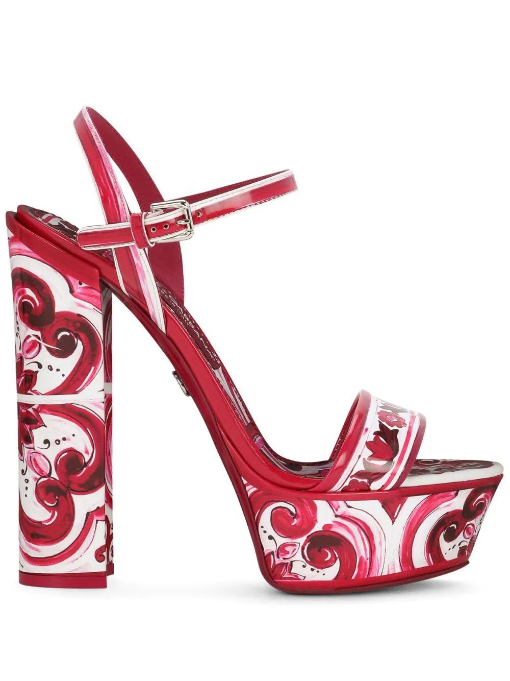 image of Dolce Gabbana Os11X0124 105Mm Swirling Floral Platform Sandals In Pink, Women's (Size 9)