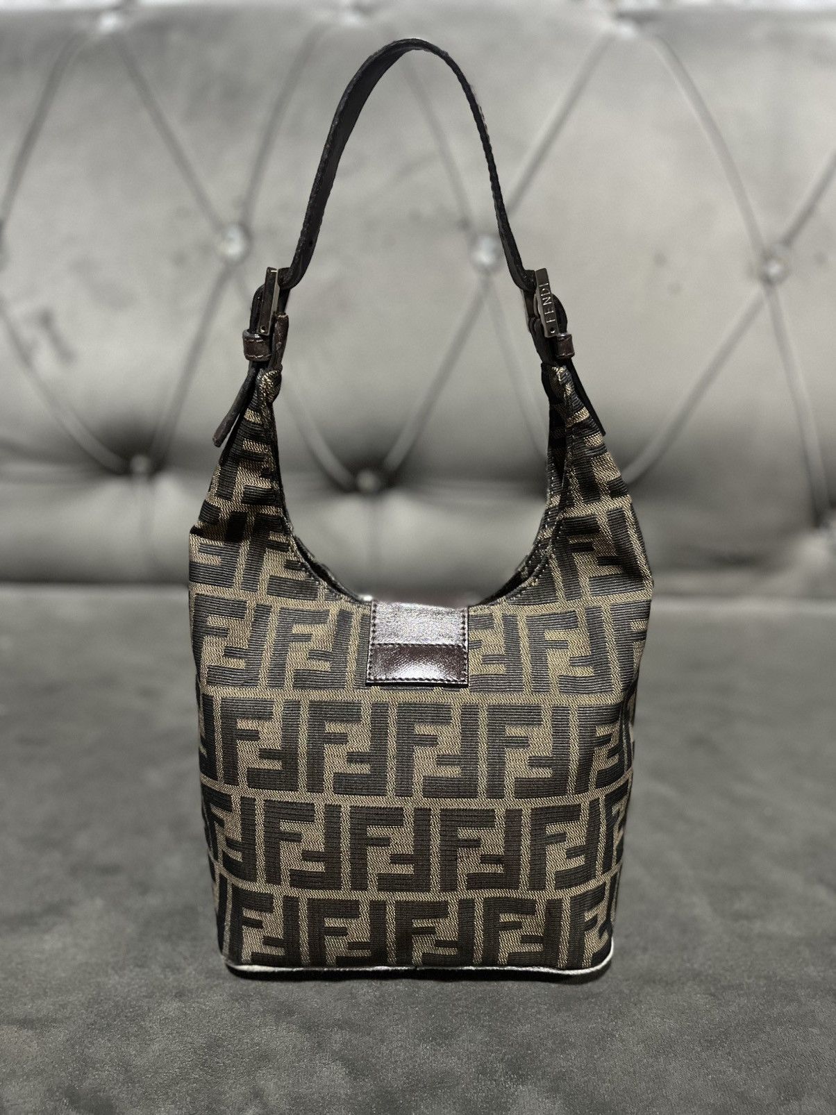 Fendi Authentic FENDI Tobacco Zucca Canvas Mia Hobo Bag Size ONE SIZE - 2 Thumbnail