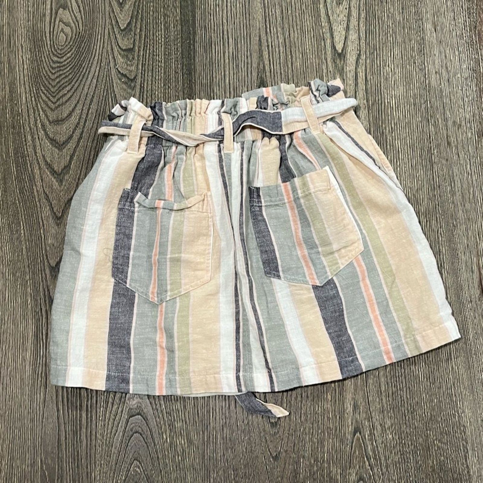 American Eagle Outfitters American Eagle Paperbag Mini Skirt Tie-Waist Linen Cotton S Size 26" / US 2 / IT 38 - 4 Thumbnail
