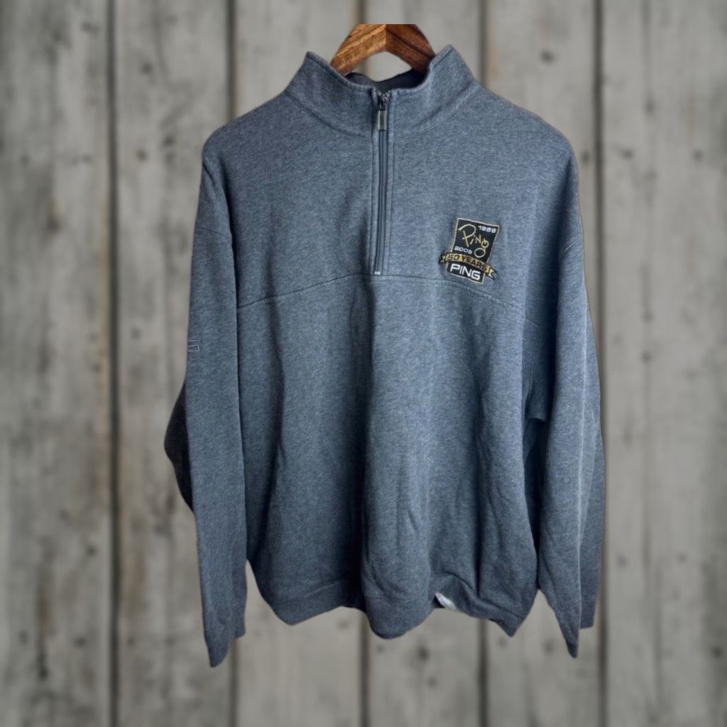 Ping Golf 1/4 Zip Pullover Jacket Mens XL Gray 50th Anniversary