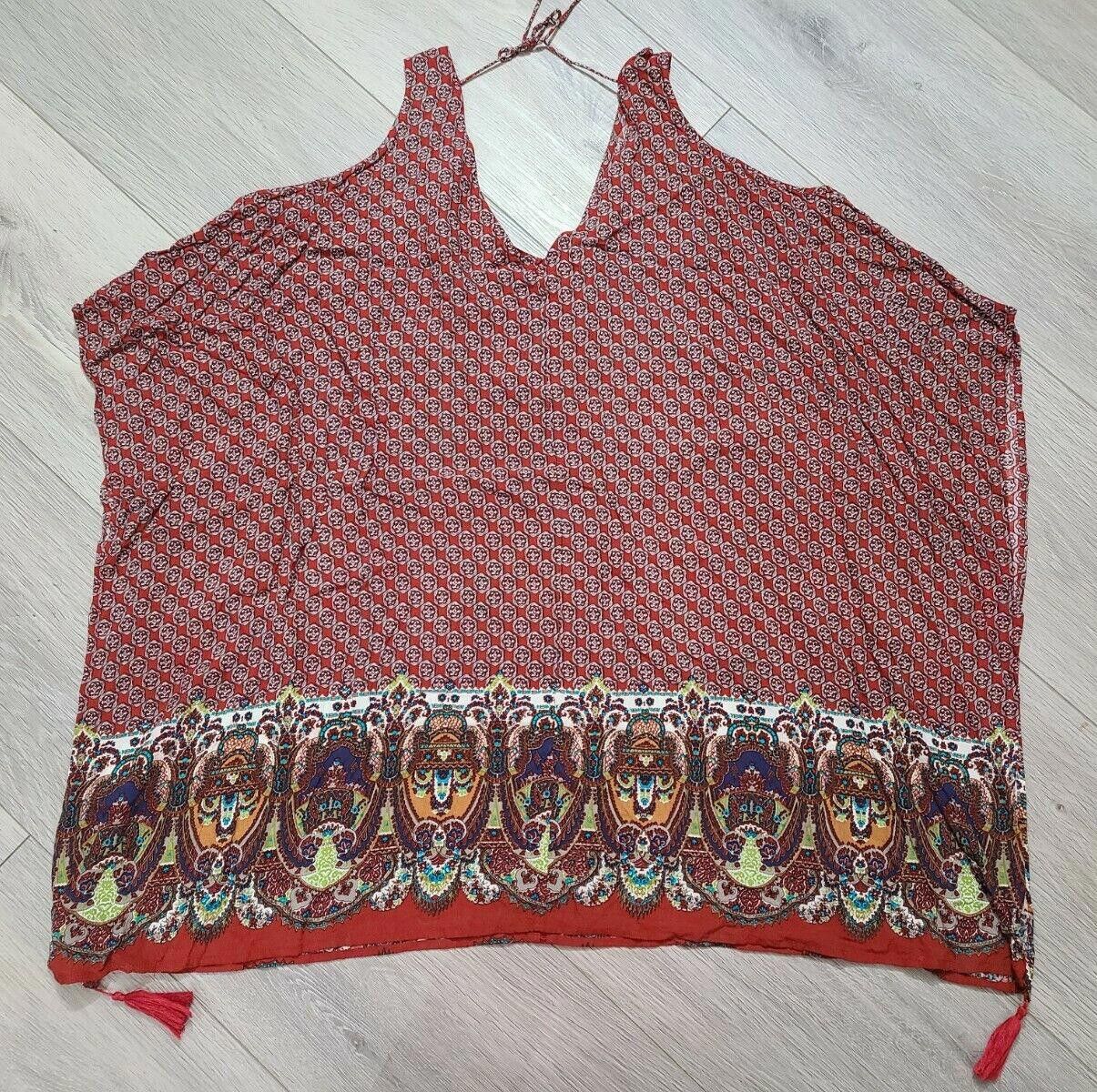 Designer Faithful And True Kimono Top Medium Orange Boho tassled Size M / US 6-8 / IT 42-44 - 3 Thumbnail