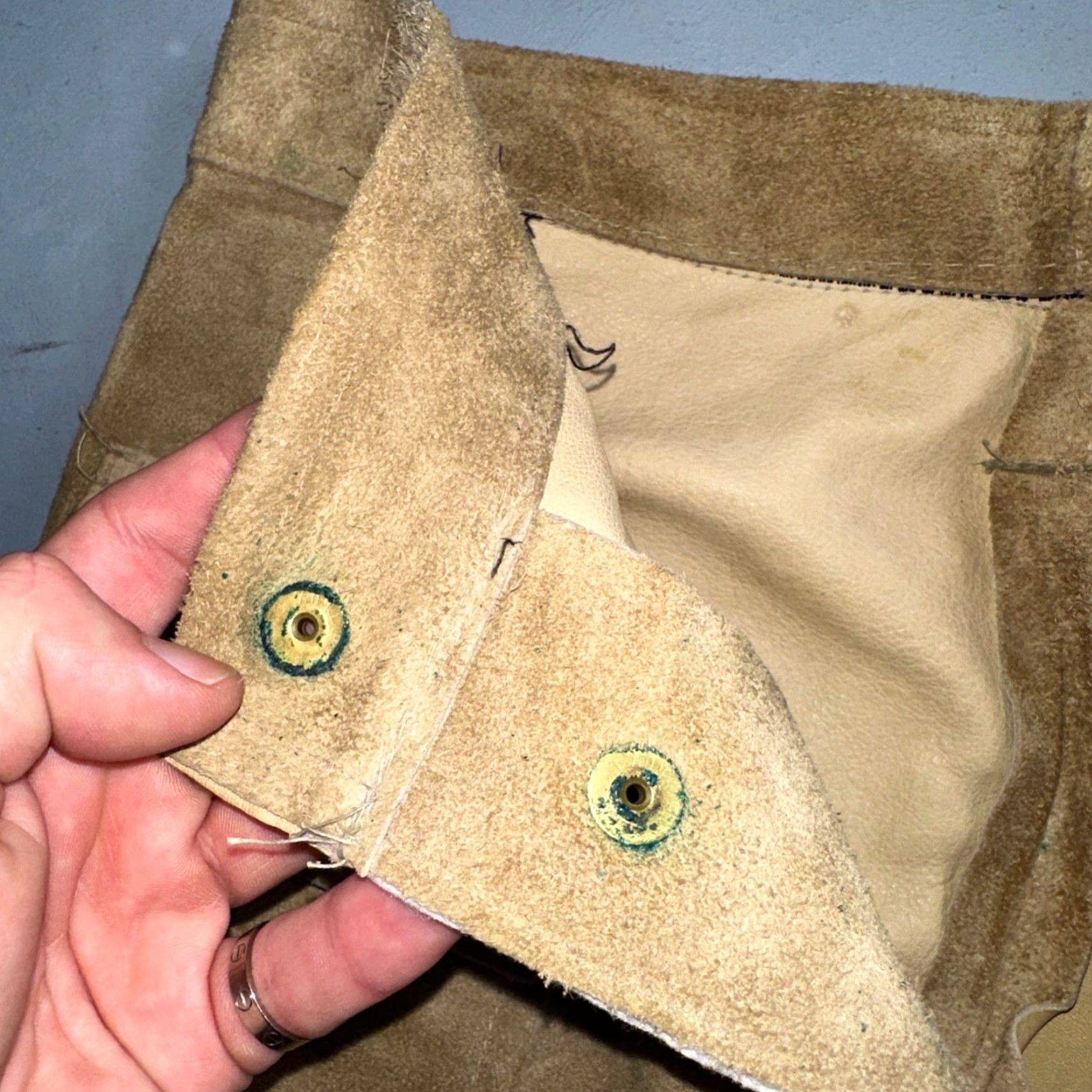 VINTAGE 1960s Leather Pants 28 Wide Leg Brown Rockabilly 60s Cowboy Suede 27x30