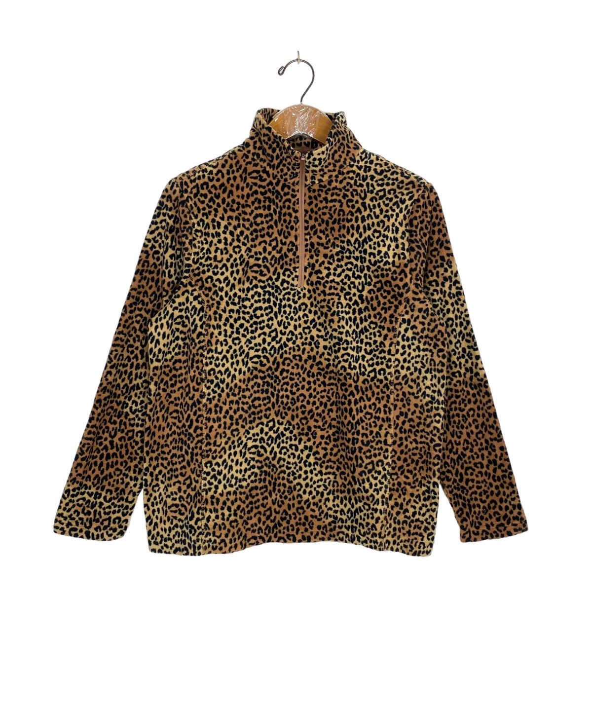 Rare‼️ Lands' End Leopard Women Half Zip Fleece
