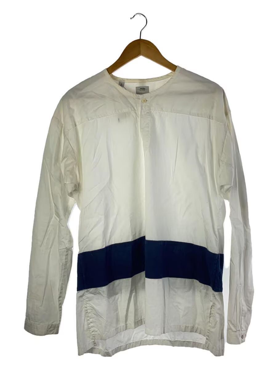 image of Visvim Aw17 Collarless Long Sleeve Shirt in White, Men's (Size XL)