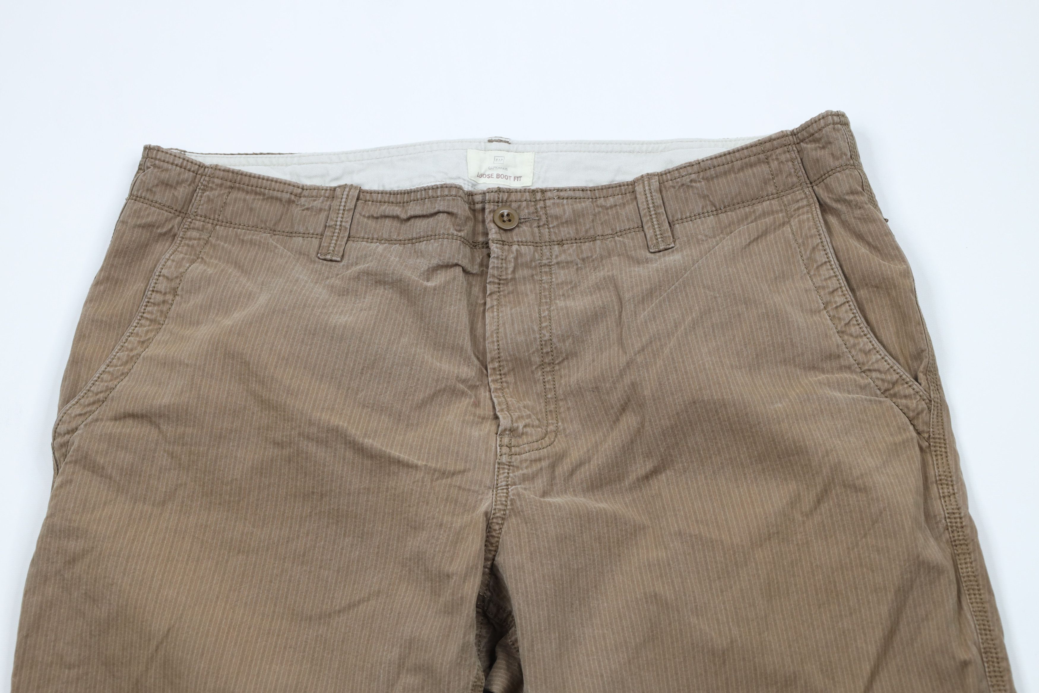 Gap × Vintage Vintage Gap Pinstriped Wide Leg Bootcut Chino Pants Brown Size US 38 / EU 54 - 2 Thumbnail