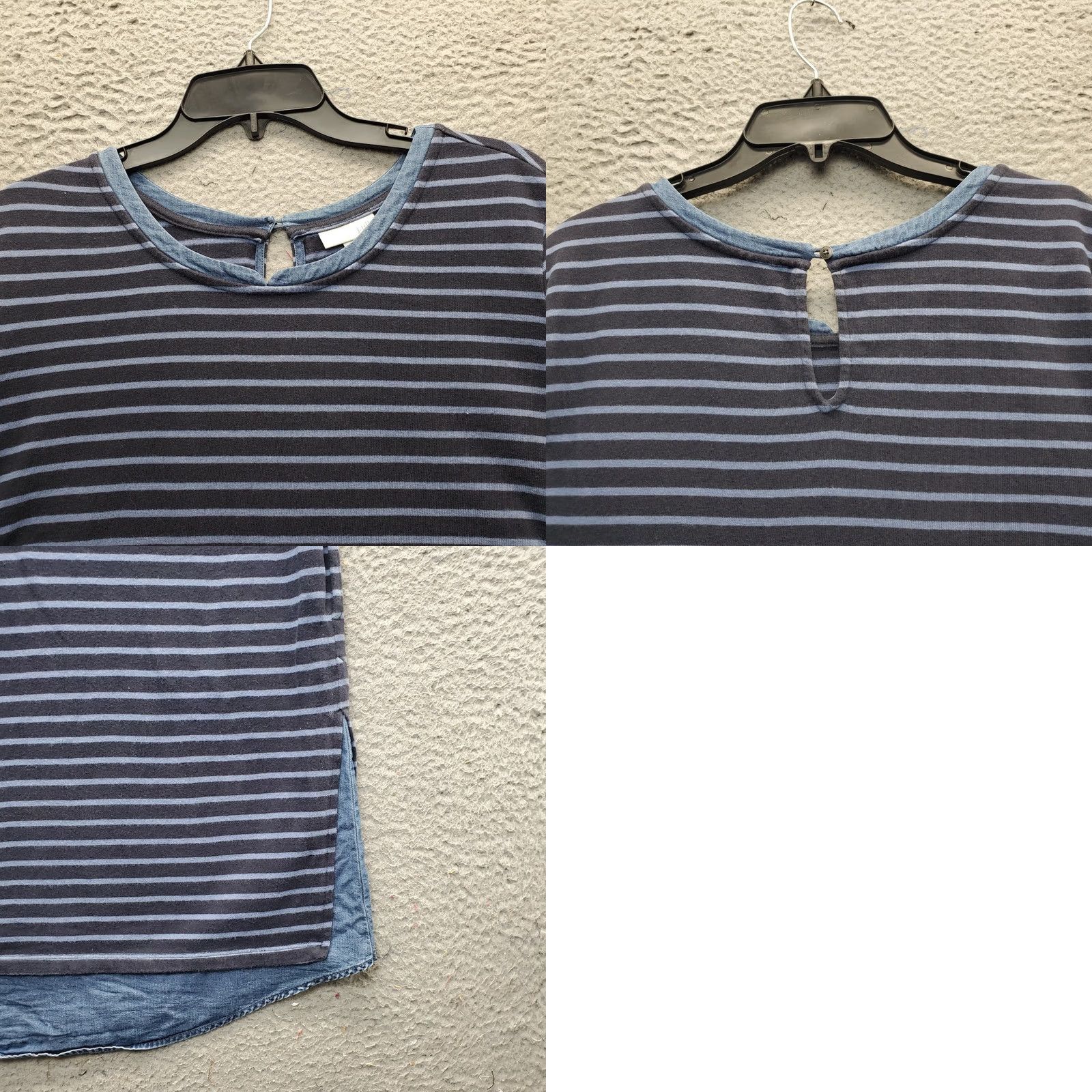 J. Jill J. Jill T-Shirt Dress Womens 1X Multi Striped 3/4 Sleeve Round Hem Keyhole Back Size XL / US 12-14 / IT 48-50 - 8 Thumbnail