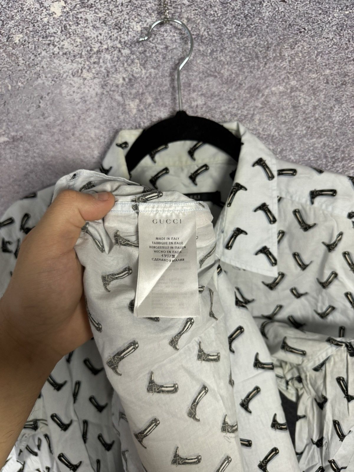 Gucci × Vintage GUCCI Shirt Button Up Printed Monogram Slim Fit White Size US M / EU 48-50 / 2 - 15 Thumbnail