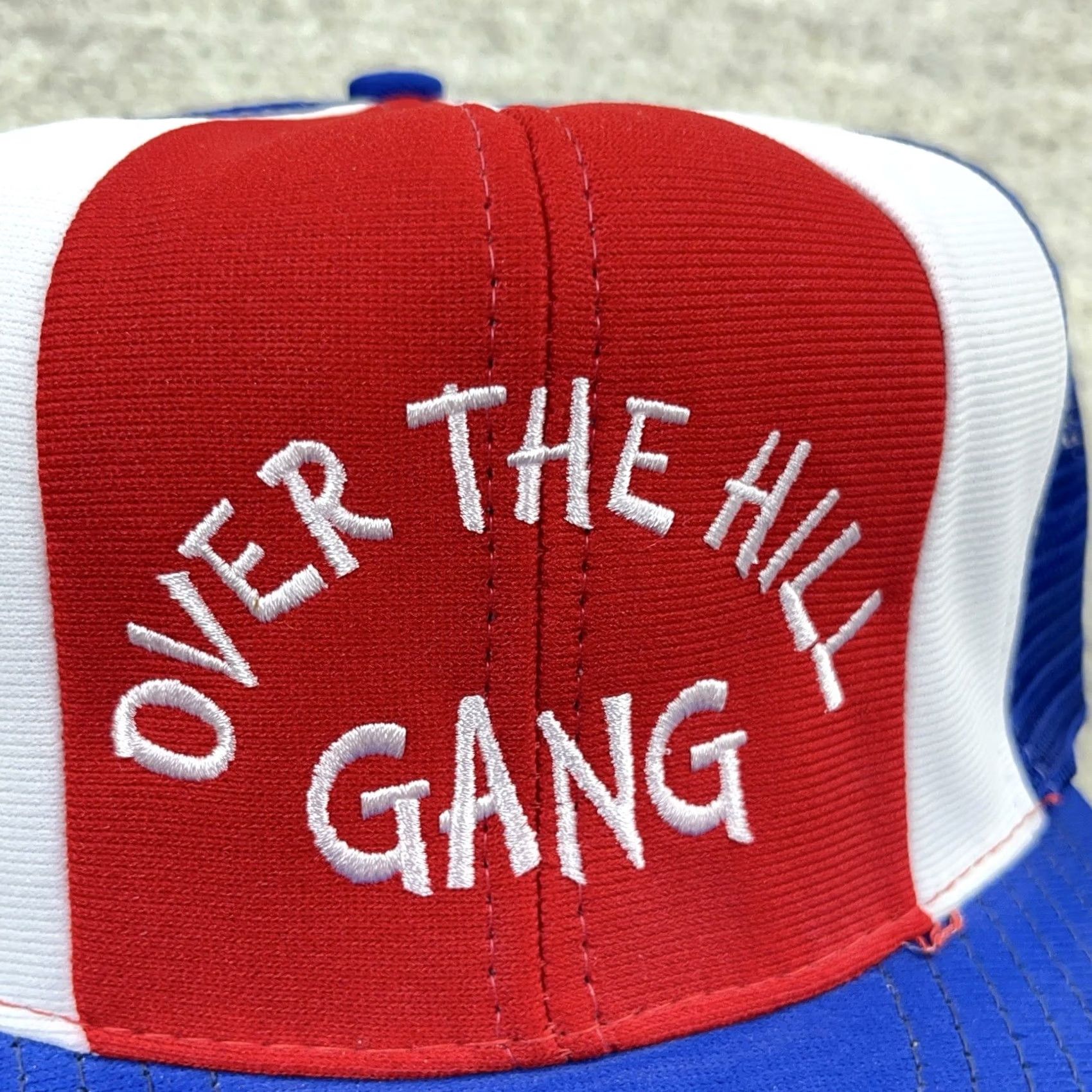 Vintage VINTAGE Over The Hill Gang Trucker Hat Cap Made In USA 80s SnapBack Funny Joke Reynolds Red Adjustable Mens Size ONE SIZE - 3 Thumbnail