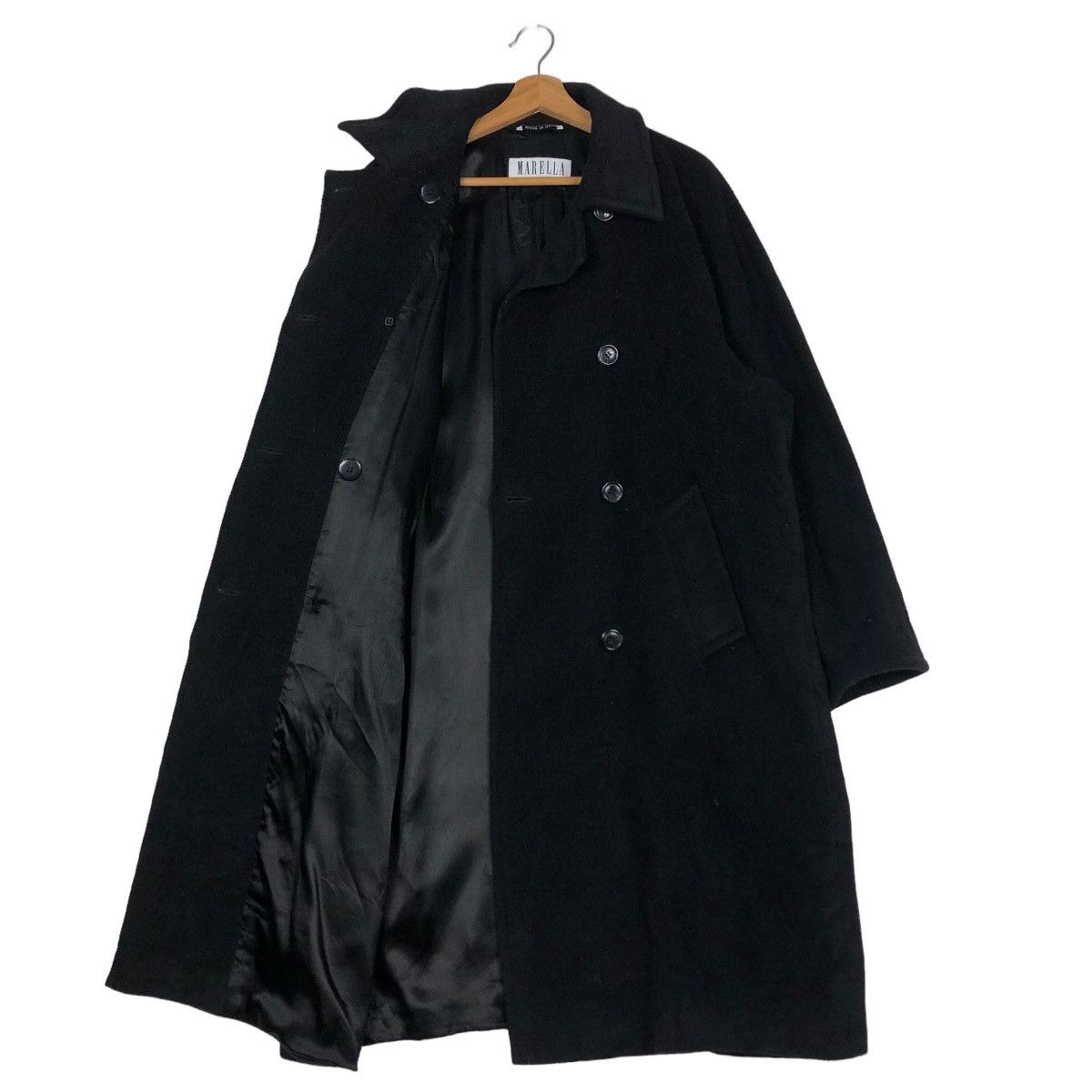 Japanese Brand 🔥Rich Black - Long Fly Coats Wool Herringbone Marella Size US M / EU 48-50 / 2 - 11 Thumbnail