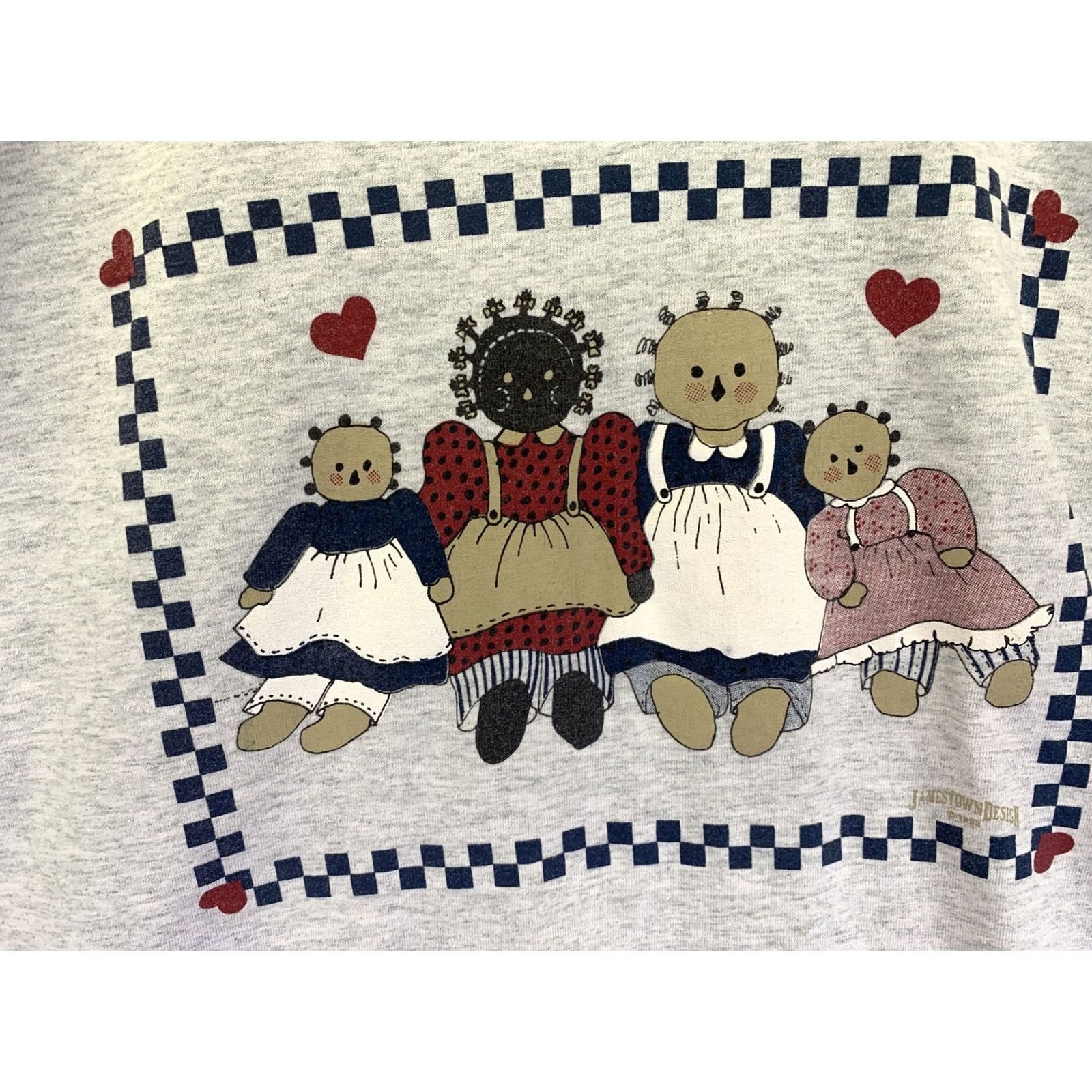 Fruit Of The Loom VINTAGE Jamestown Design Collared Shirt Womens L USA Made 1992 1990s Gray Graphic Doll Grandma Style Cotton Blend Size L / US 10 / IT 46 - 4 Thumbnail