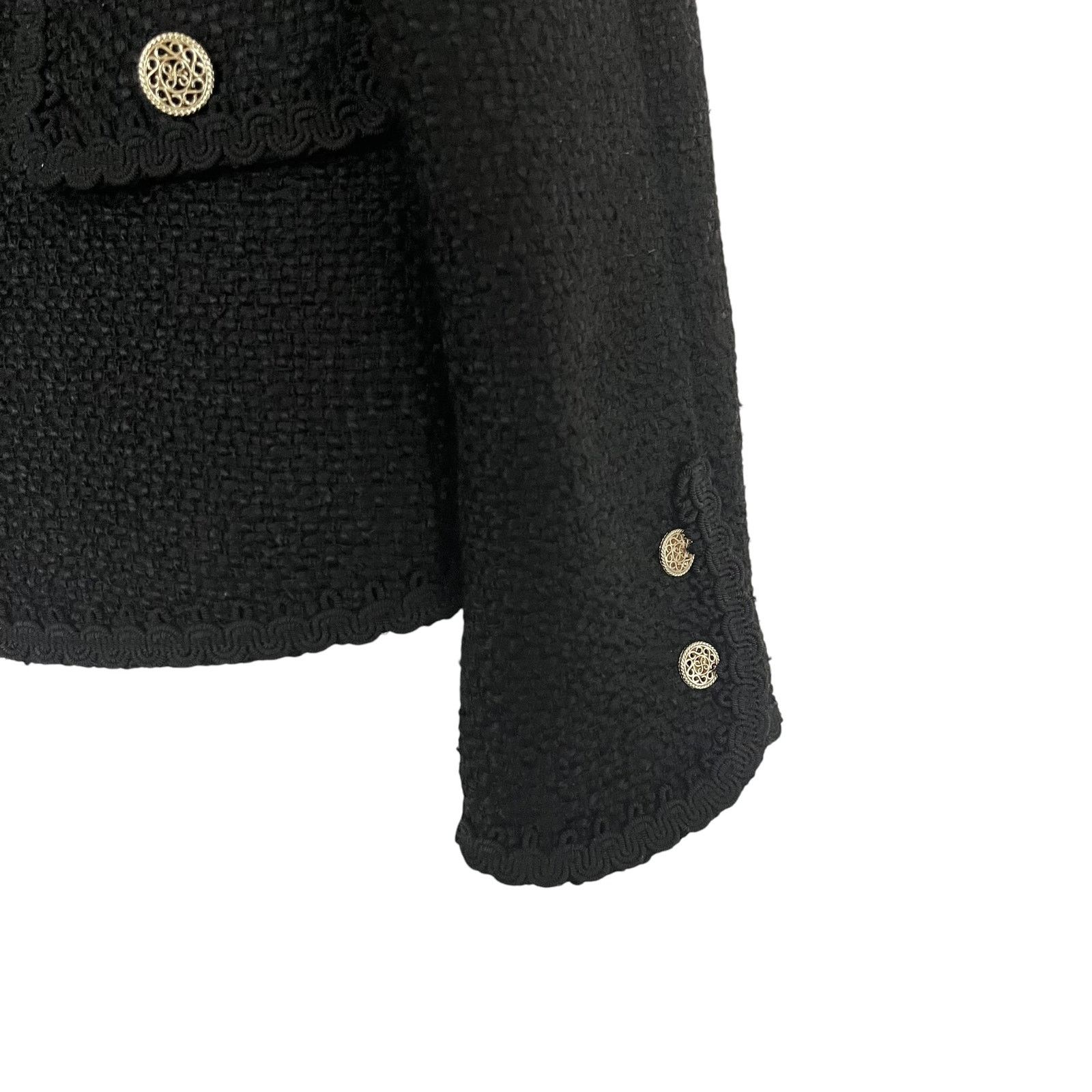 Zara Zara Black Tweed Double Breasted Open Blazer Jacket Size XS / US 0-2 / IT 36-38 - 6 Thumbnail